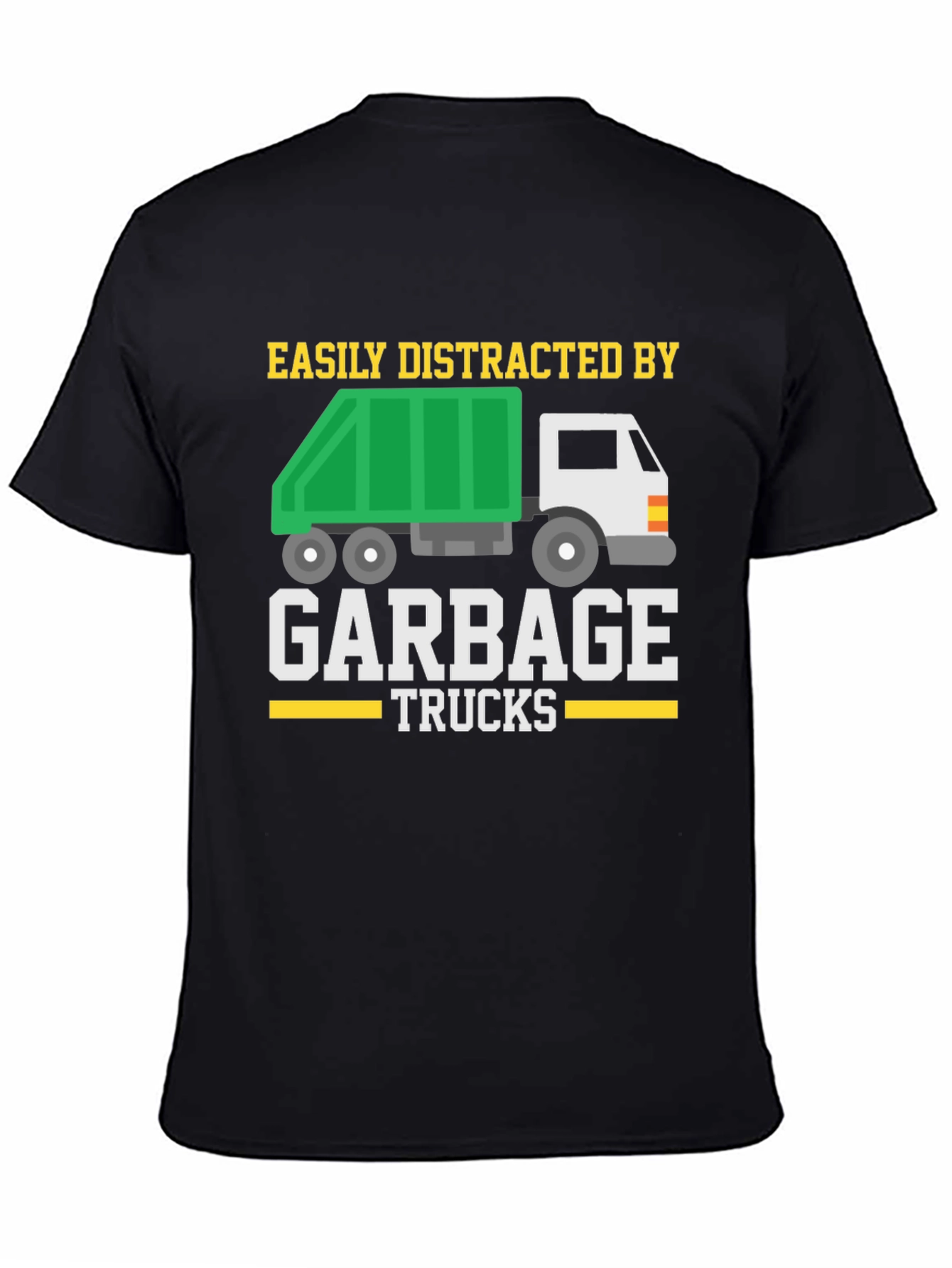Black Easily Distracted by Garbage Trucks T-Shirt view 4