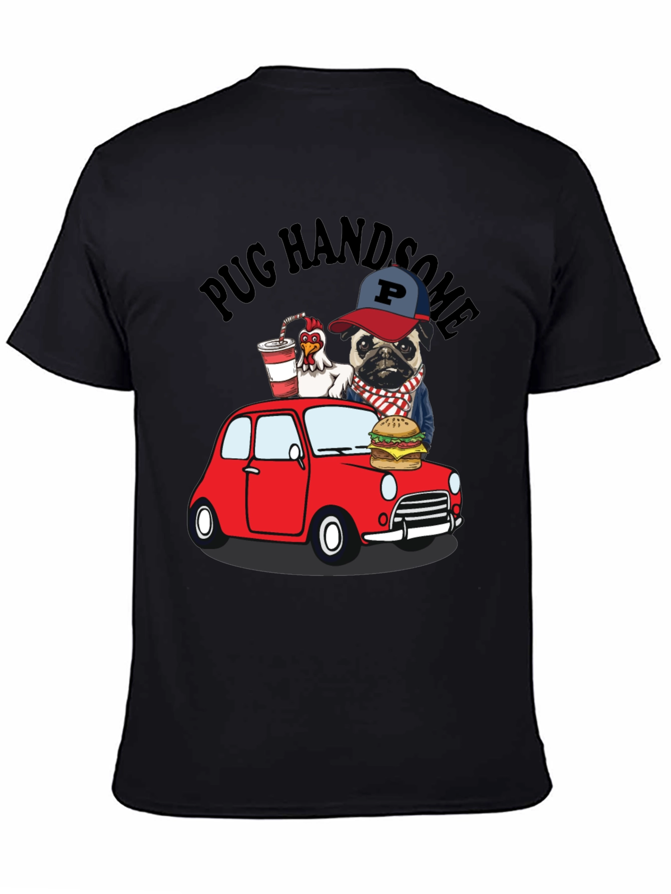 Black Pug Handsome Graphic Tee view 4