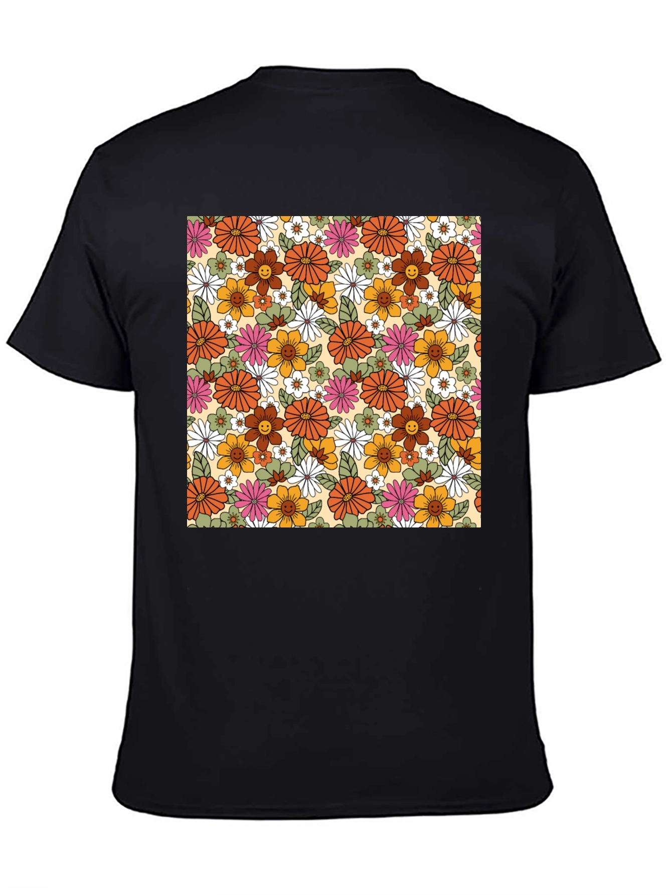 Black Retro Floral T-Shirt - Vintage Style view 4