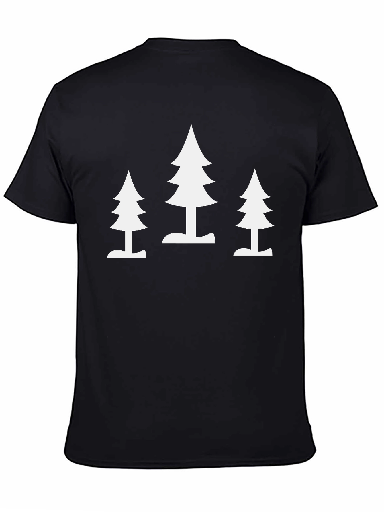 Black Minimalist Tree Print Black T-Shirt view 4