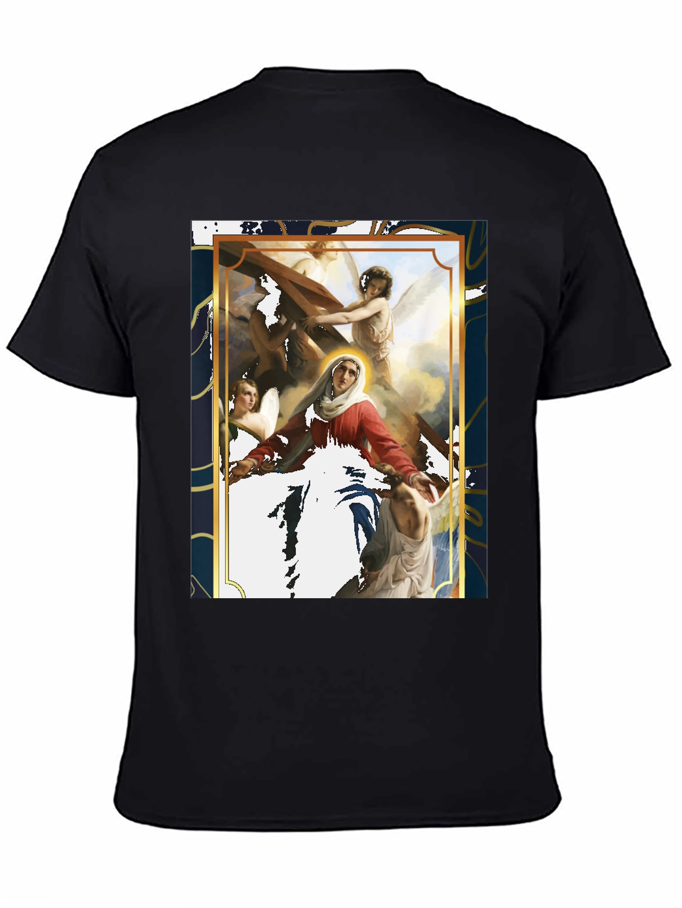 Black Religious Art Graphic Tee - Black Cotton Blend view 4