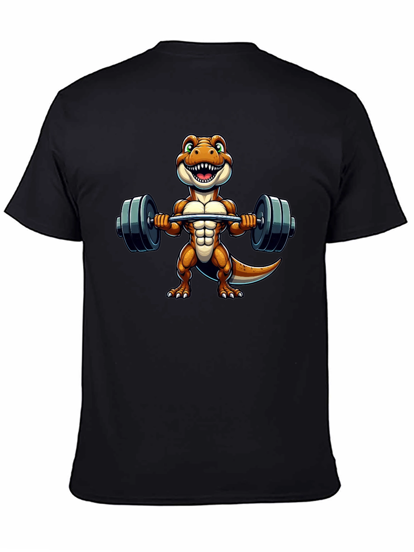 Black Dino Gym T-Shirt - Black Cotton Fitness Tee view 4
