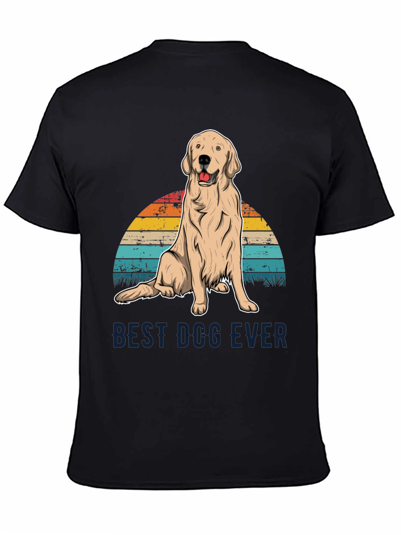 Black Best Dog Ever Graphic Tee - Golden Retriever Sunset T-Shirt view 4