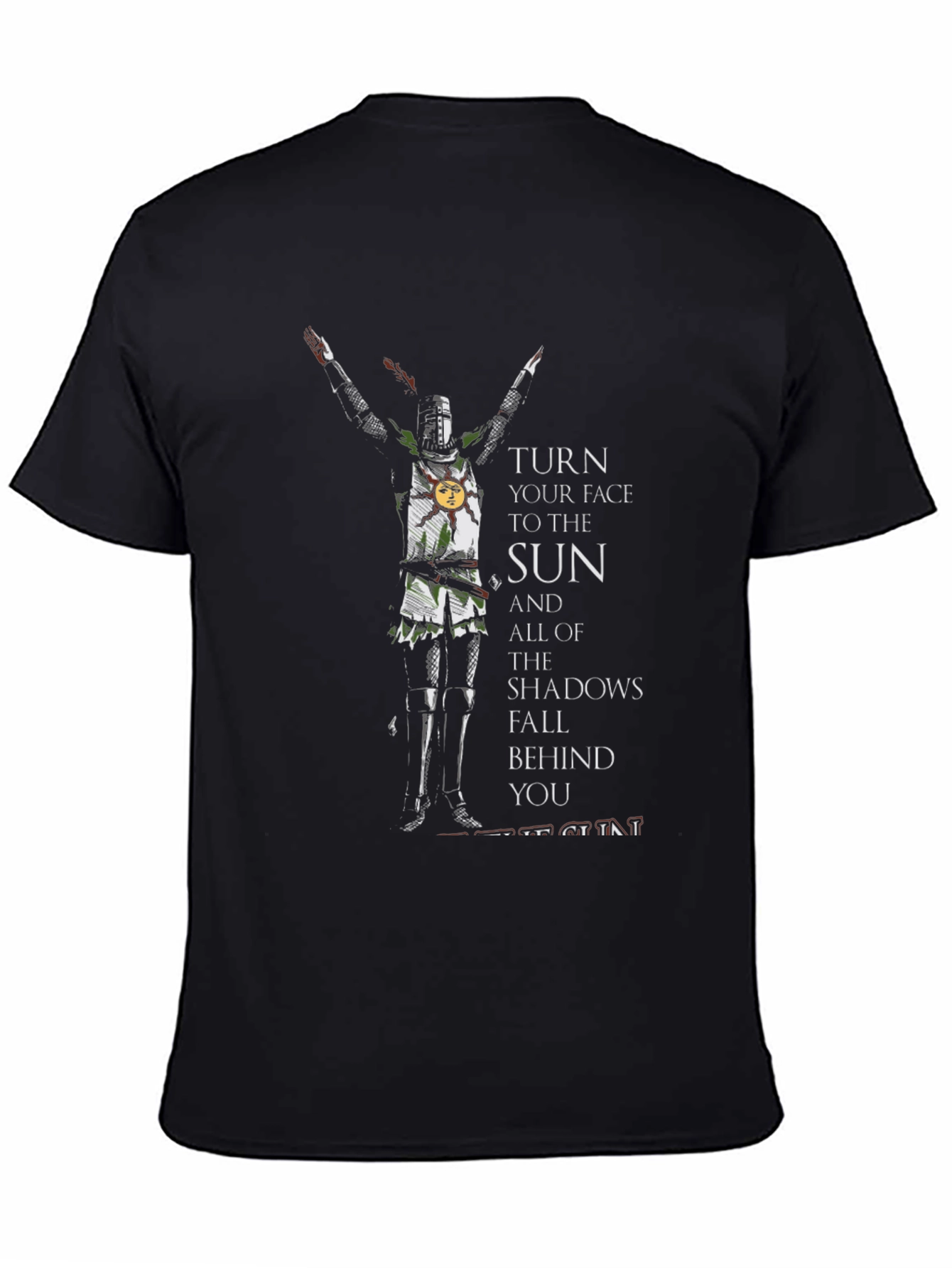 Black Praise the Sun Knight T-Shirt - Dark Souls Inspired view 4