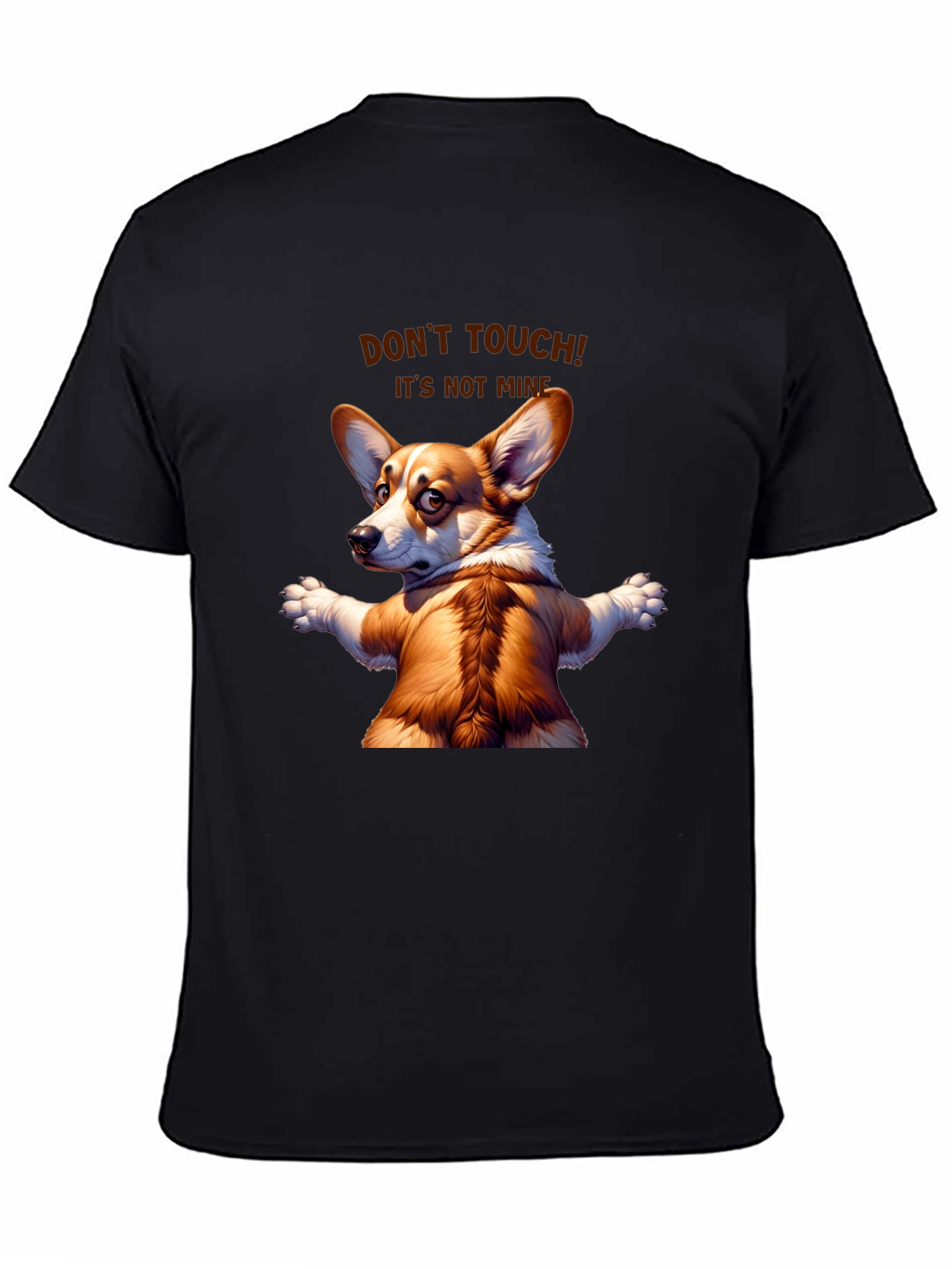 Black Funny Corgi Graphic Tee - Don't Touch! It's Not Mine! view 4