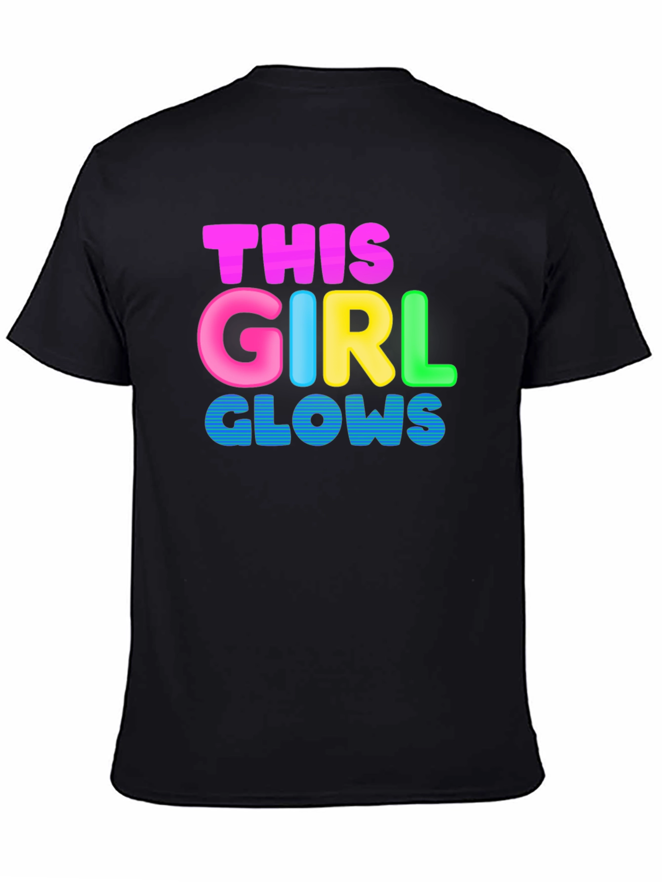 Black This Girl Glows Black T-Shirt - Fun, Colorful Design view 4