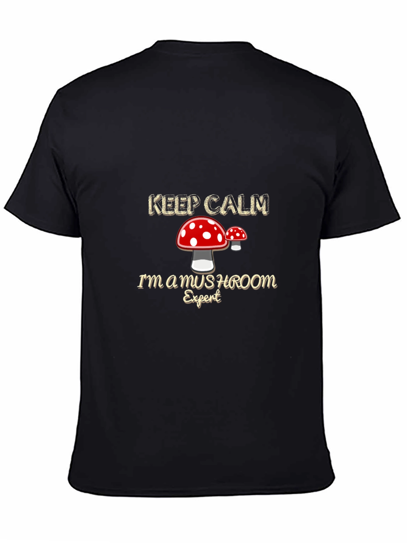 Black Mushroom Expert Graphic T-Shirt view 4
