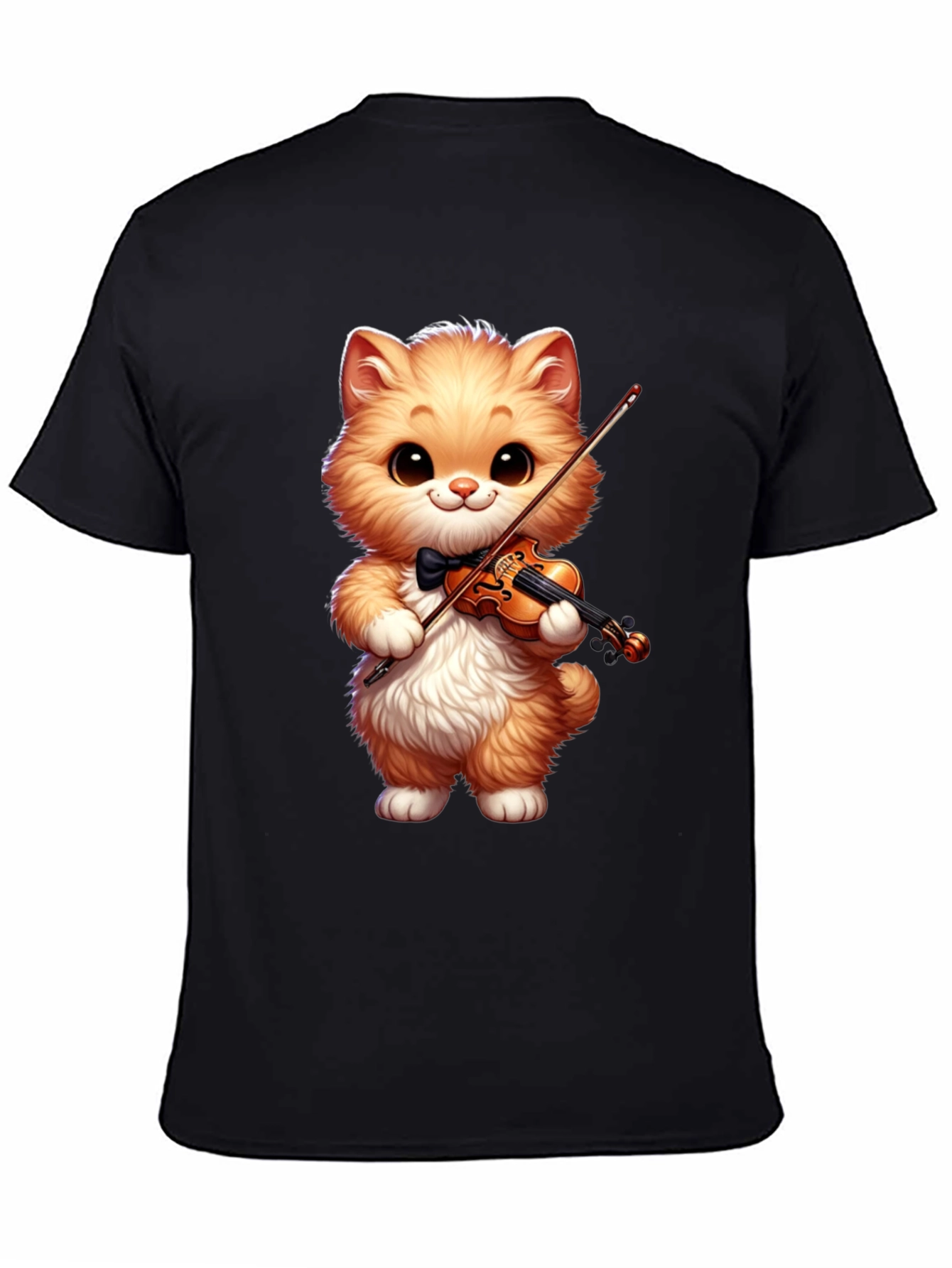 Black Cat Violinist Black T-Shirt view 4
