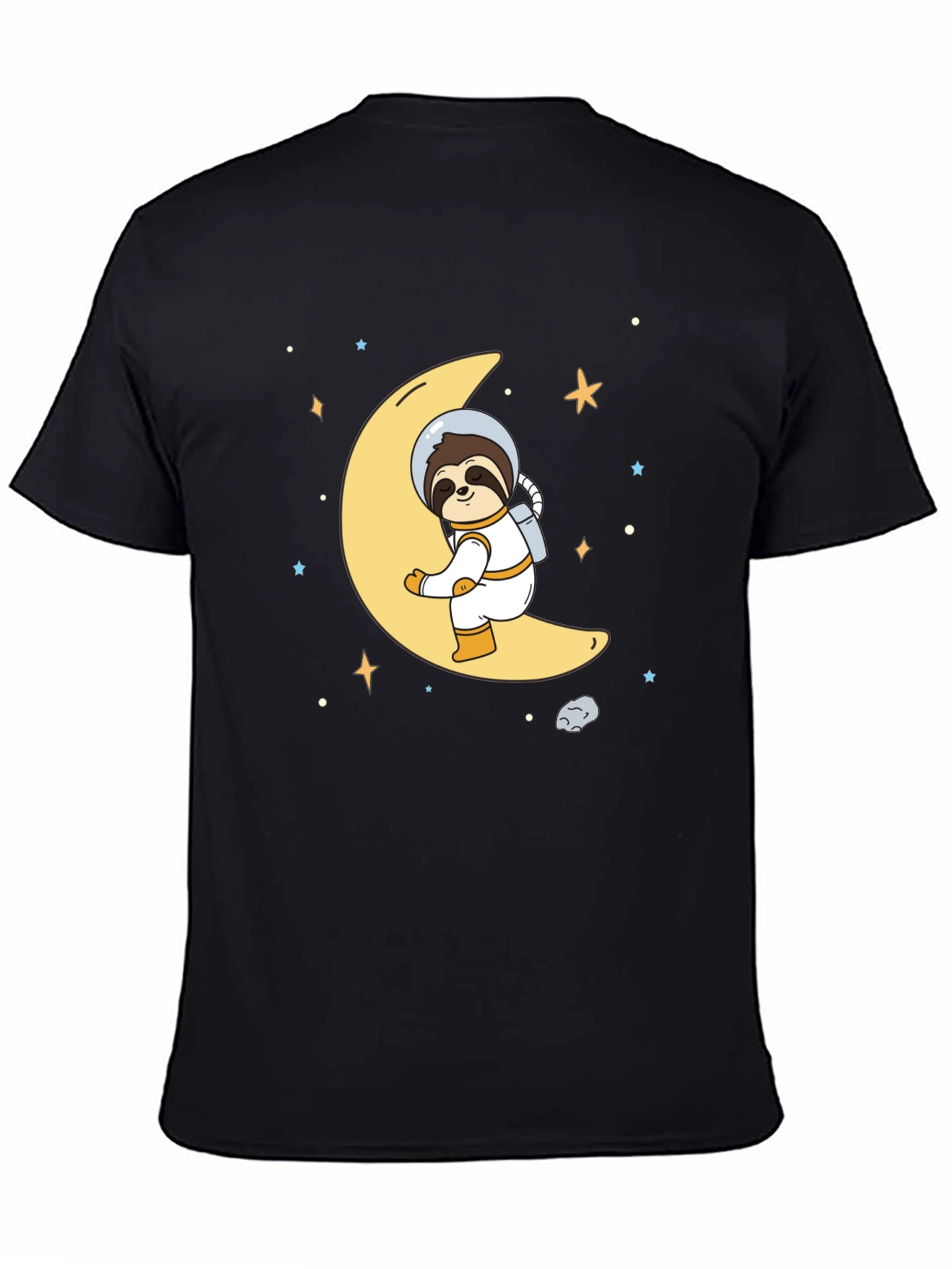 Black Astronaut Sloth on Moon Graphic T-Shirt view 4