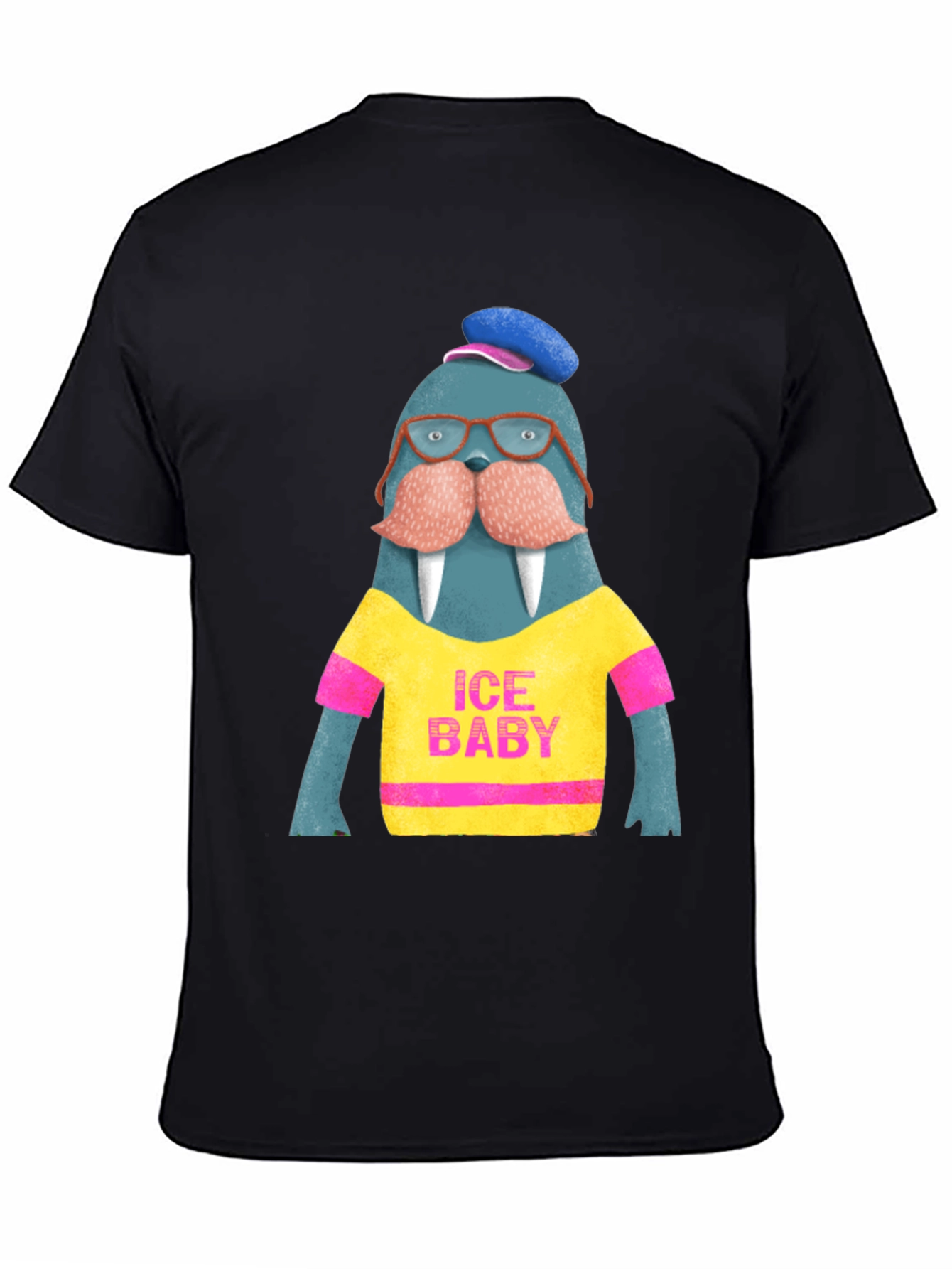 Black Ice Baby Walrus Graphic Tee - Men's Black T-Shirt view 4