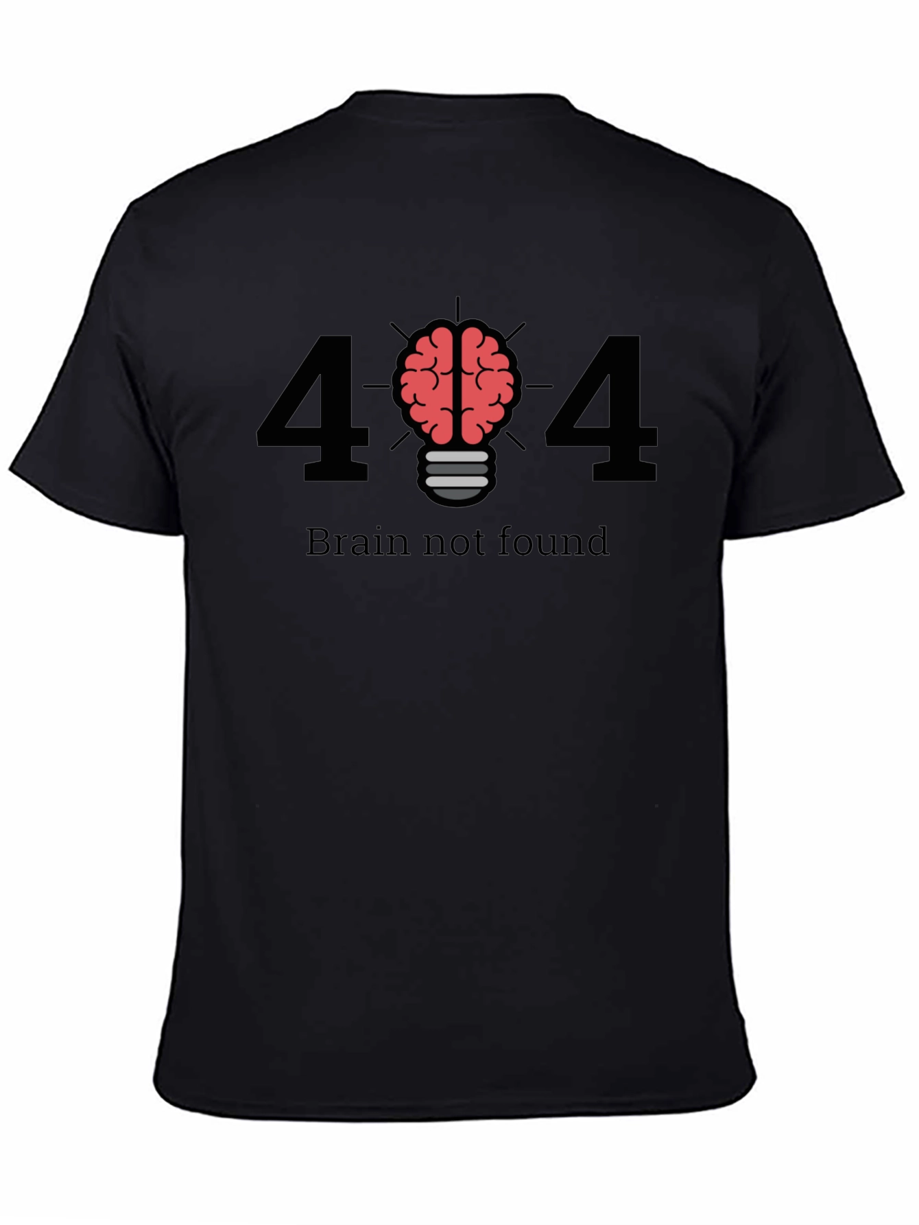 Black Brain Not Found T-Shirt - Error 404 Funny Geek Tee view 4