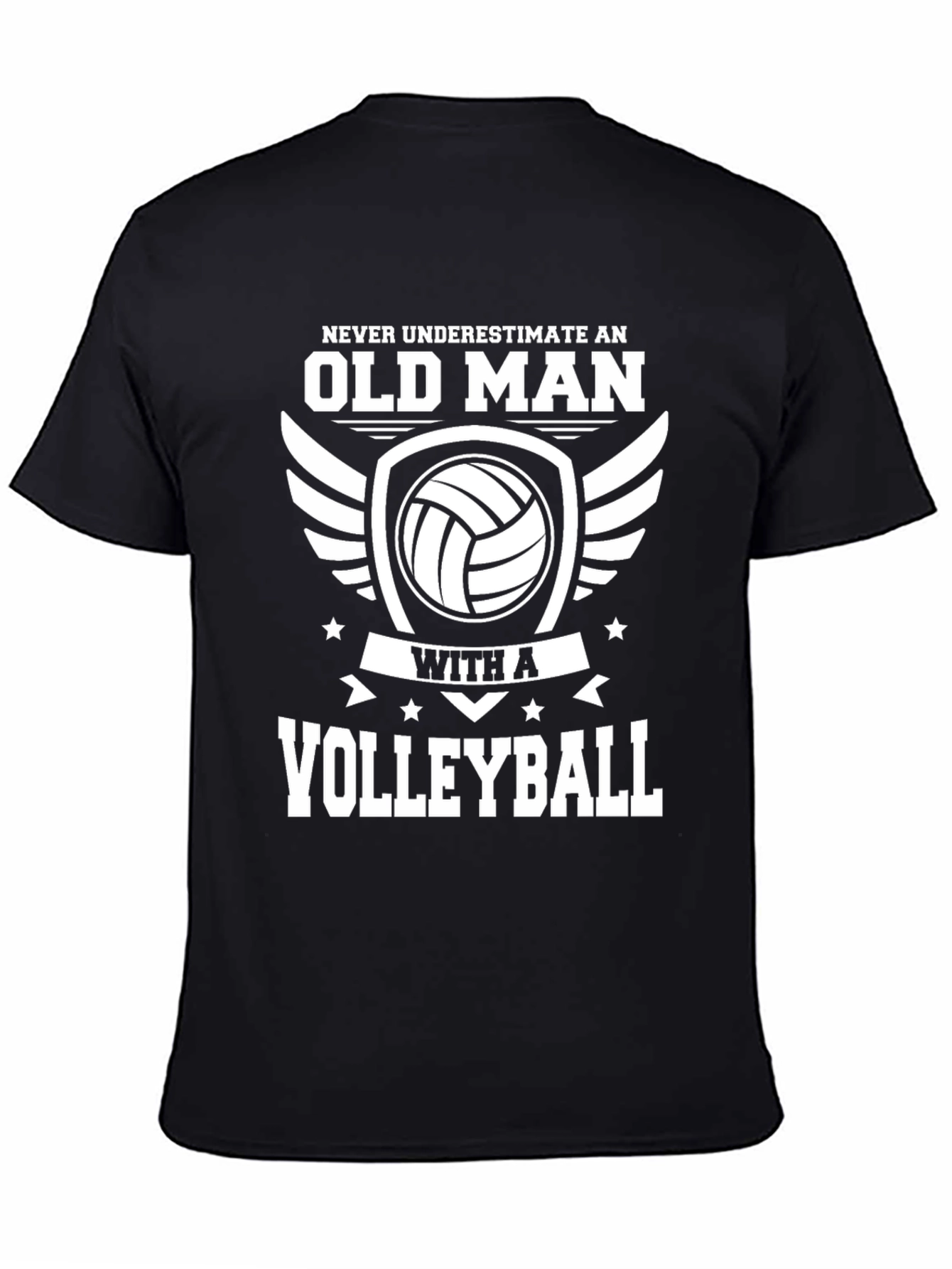 Black Old Man Volleyball Graphic T-Shirt view 4