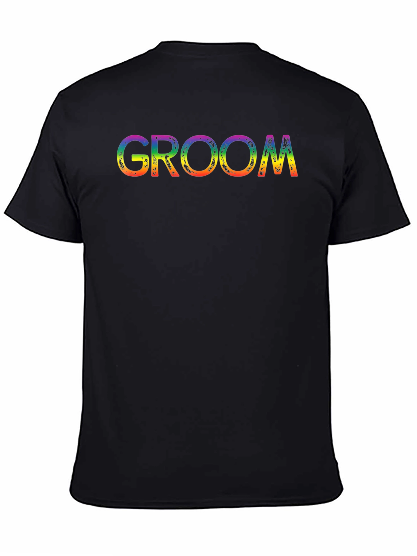 Black Groom Rainbow Text Black T-Shirt view 4