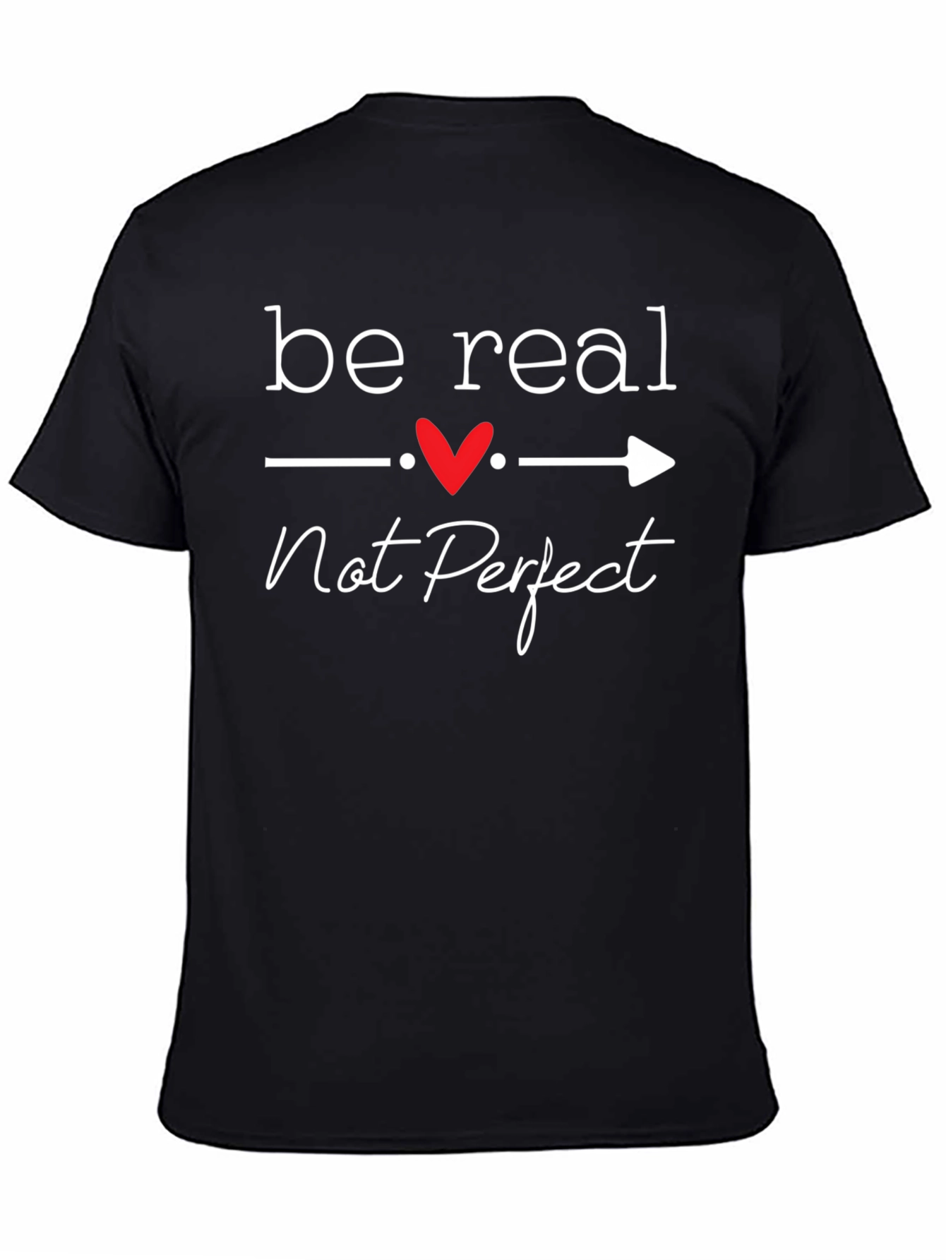 Black Be Real Not Perfect Graphic Tee - Men's Black T-Shirt view 4