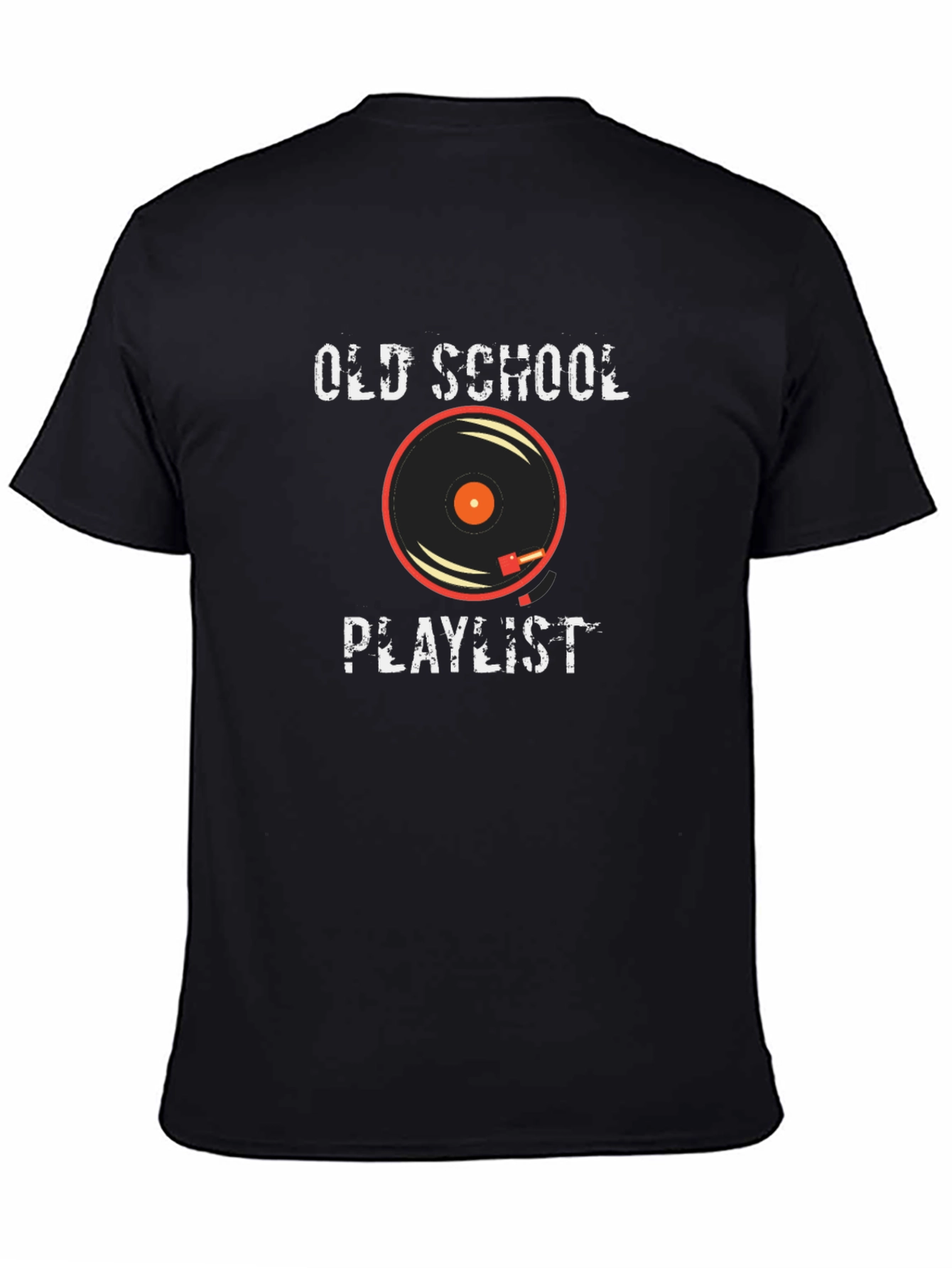 Black Old School Playlist Graphic Tee - Black view 4
