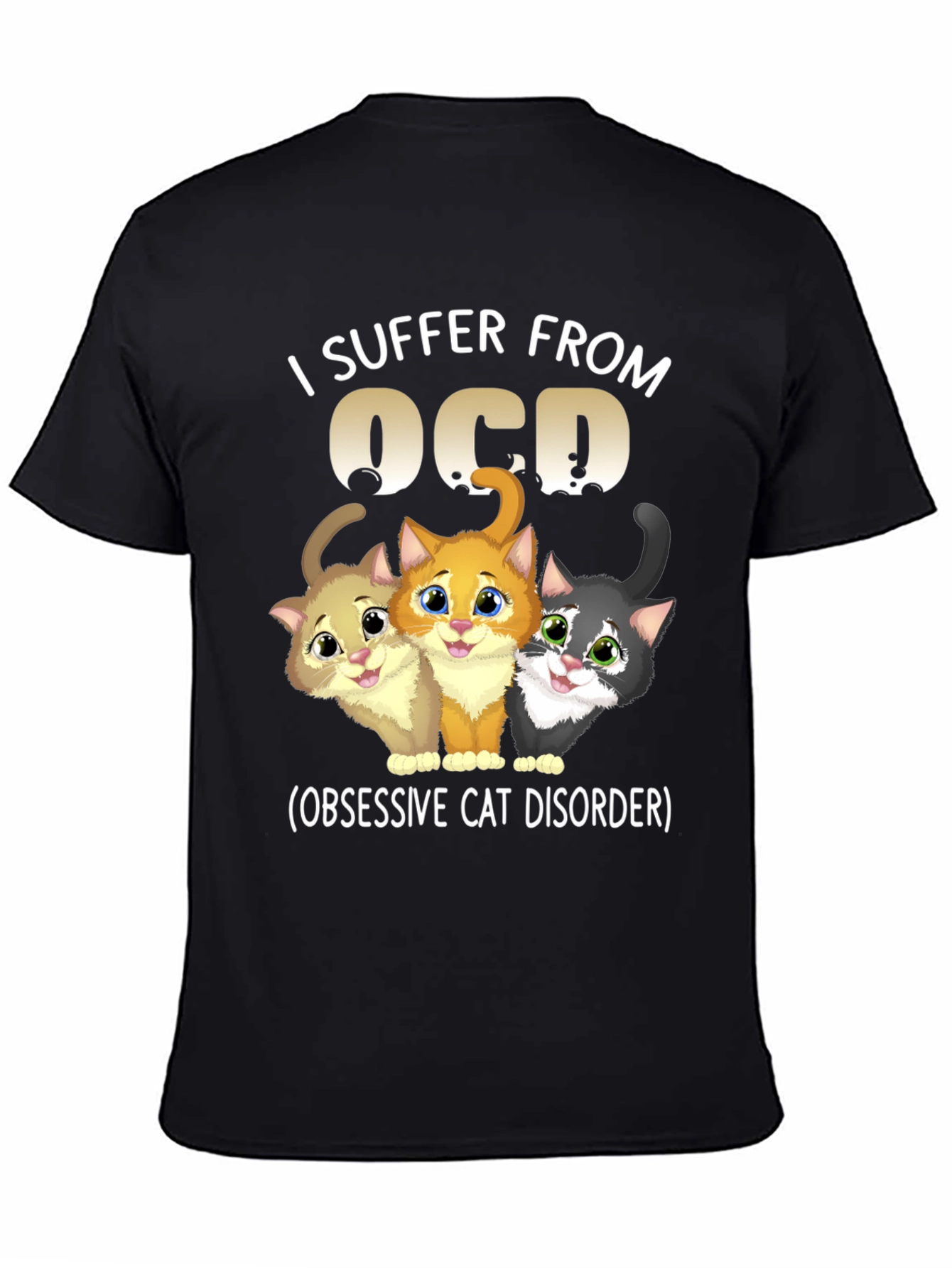 Black OCD Obsessive Cat Disorder Graphic T-Shirt view 4