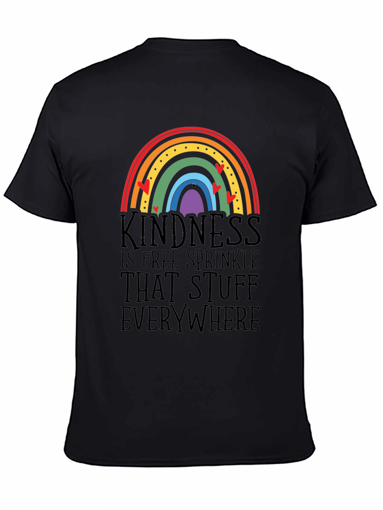 Black Kindness Rainbow Graphic Tee - Spread the Love! view 4