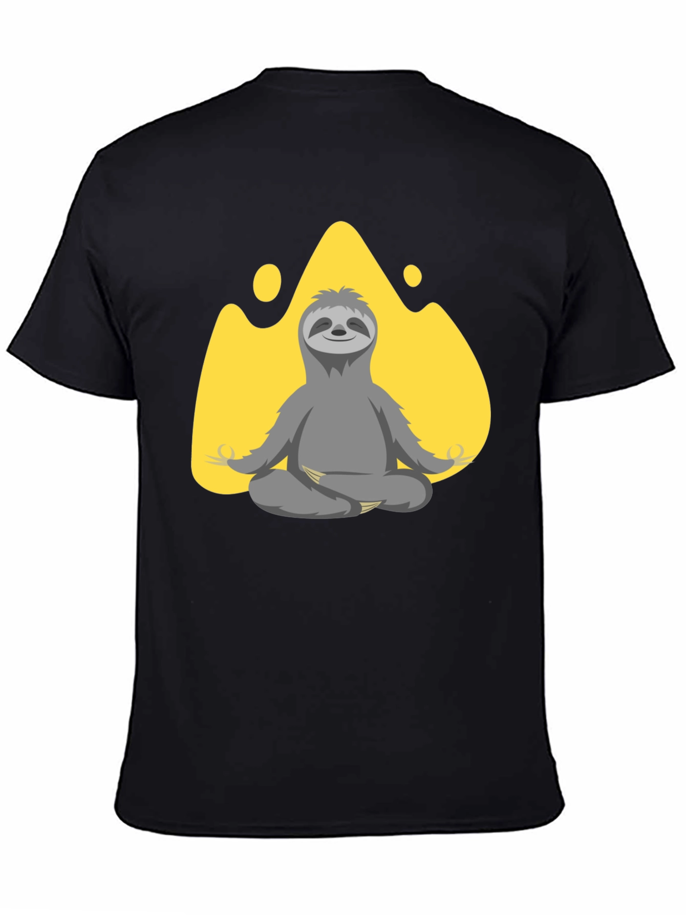 Black Meditating Sloth Graphic T-Shirt view 4