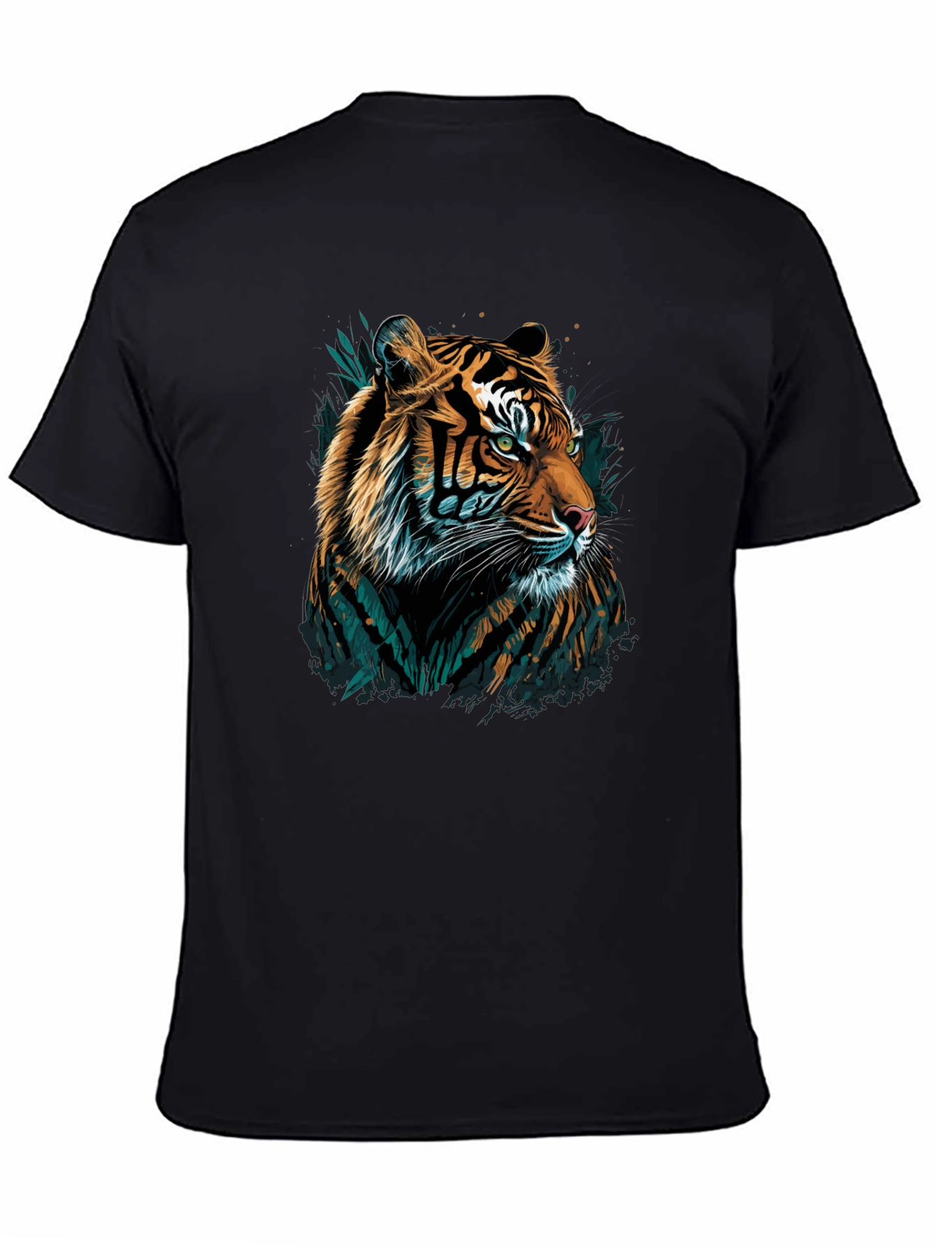 Black Tiger Graphic Tee - Men's Black Crew Neck T-Shirt view 4