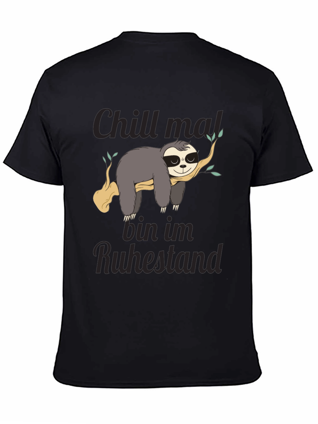 Black Chill Mal T-Shirt - Funny Sloth in Retirement Tee view 4