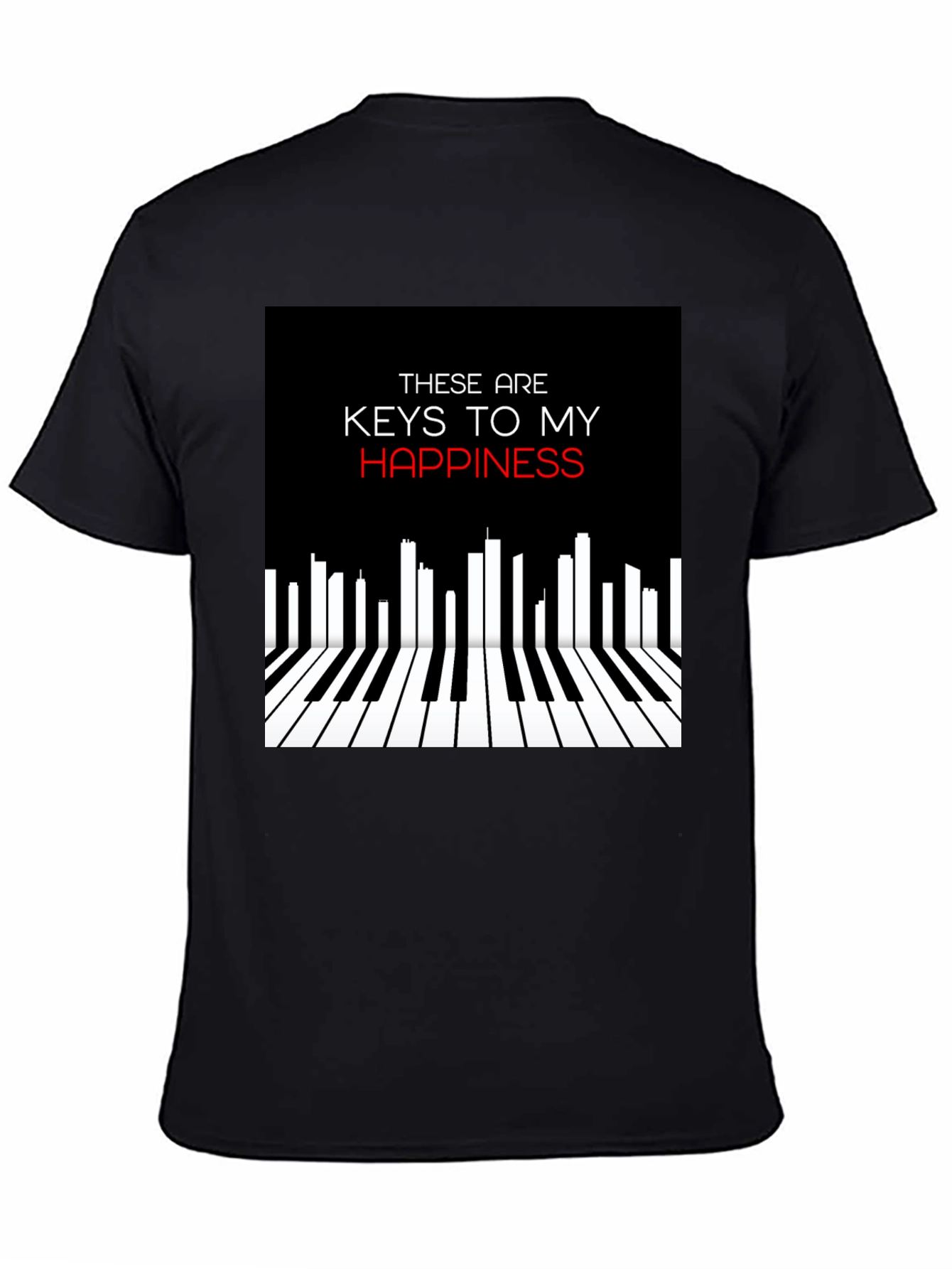 Black Piano Keys of Happiness Graphic Tee view 4