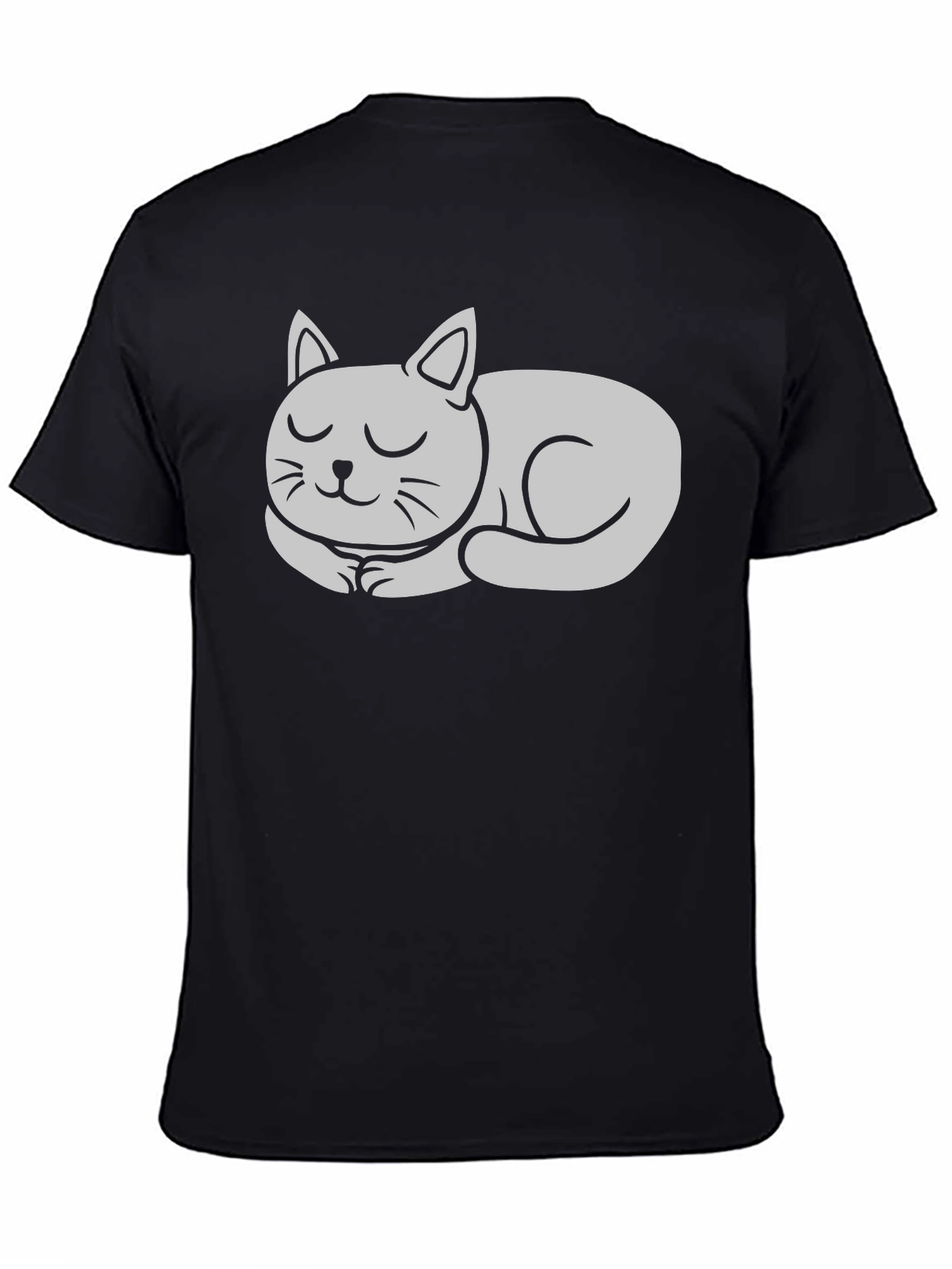 Black Sleeping Cat Graphic Tee - Black Cotton T-Shirt view 4
