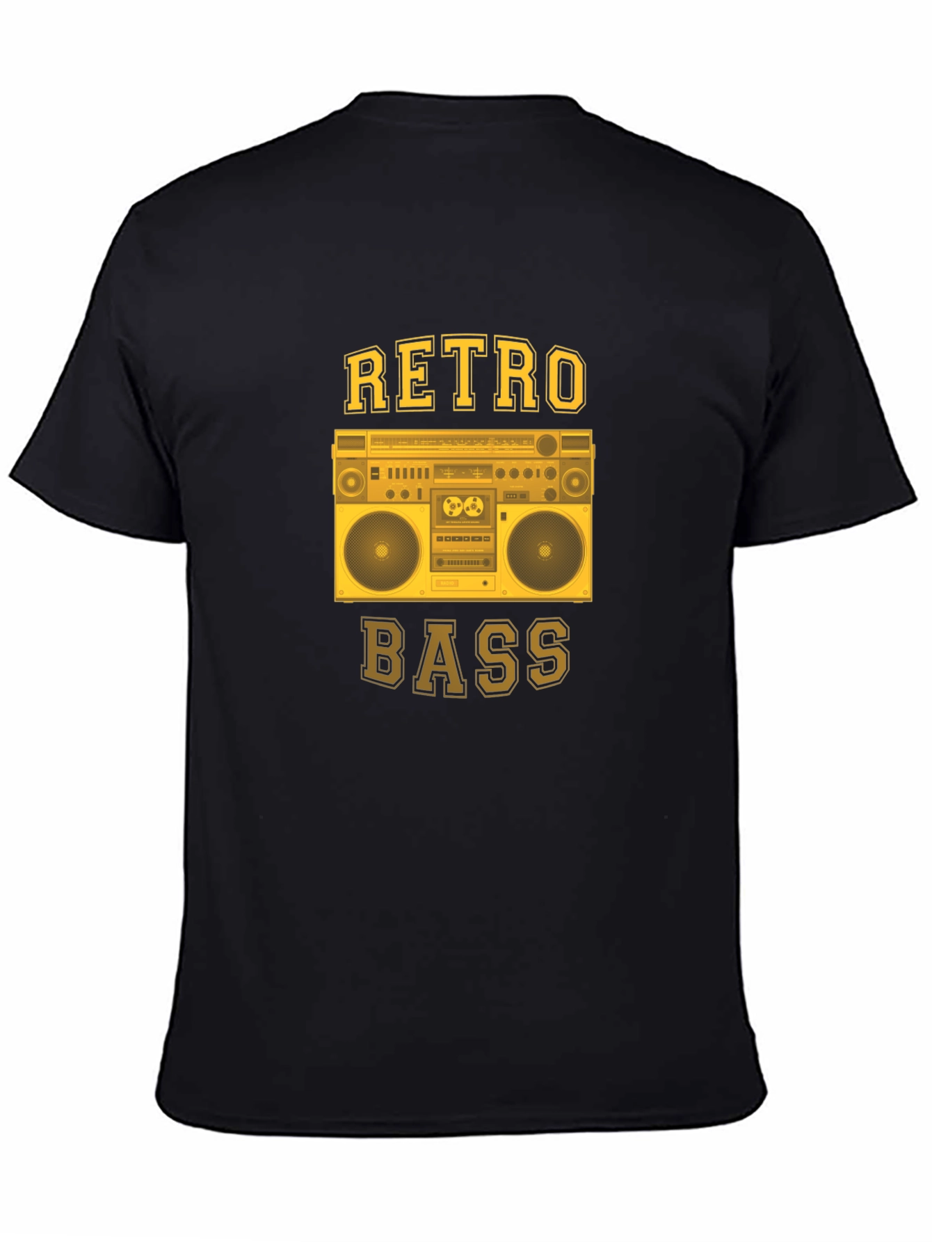 Black Retro Bass Boombox Graphic T-Shirt view 4