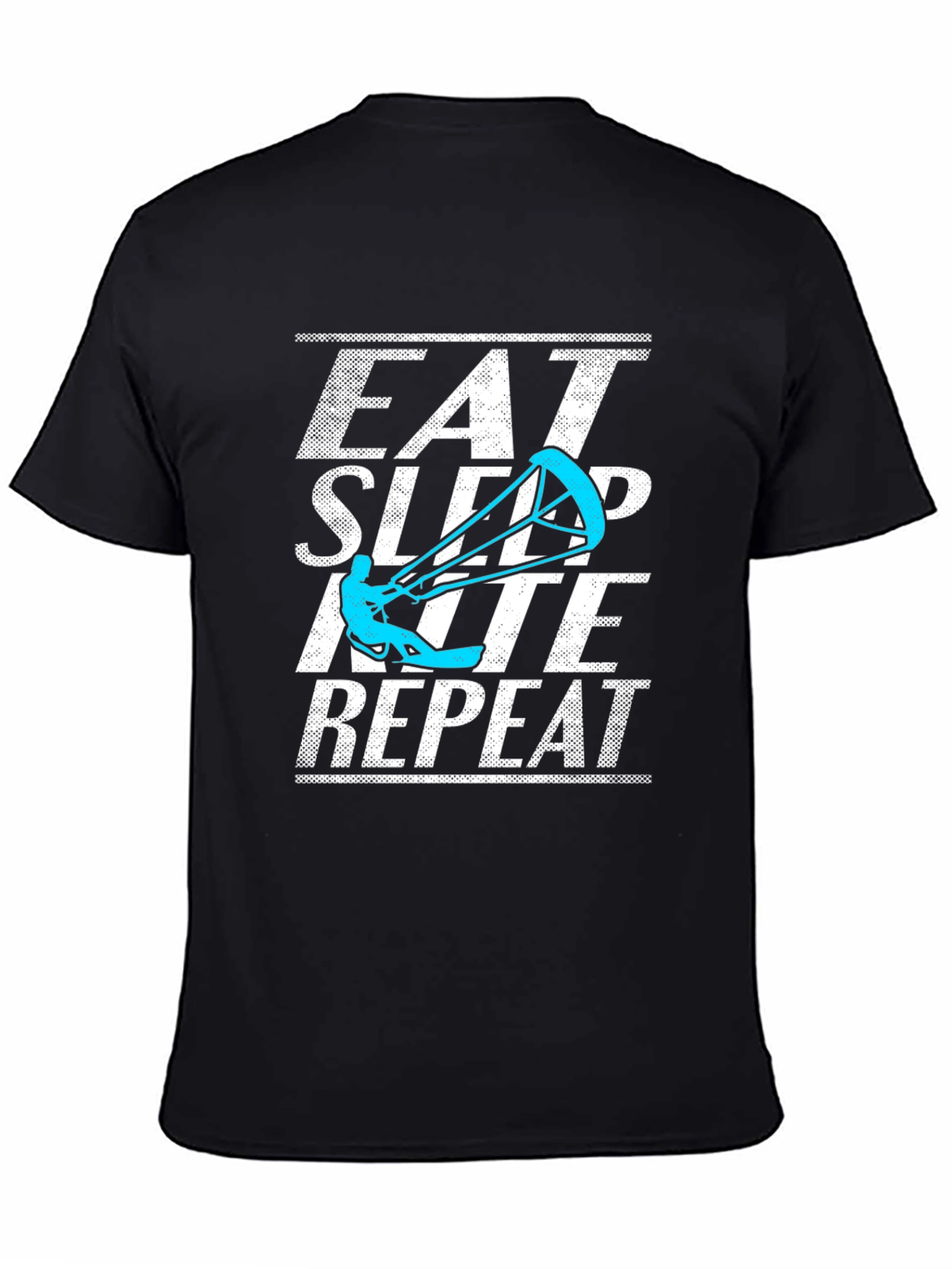 Black Eat Sleep Kite Repeat Graphic Tee view 4