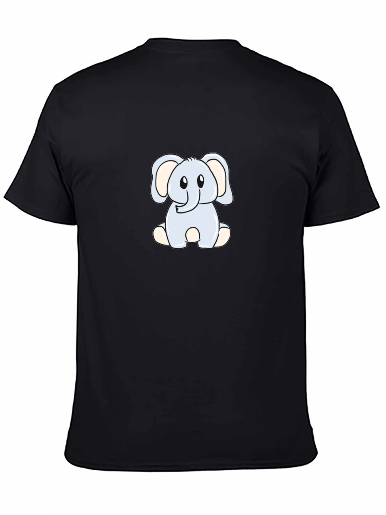 Black Cute Elephant Graphic Tee - Black Cotton Shirt view 4