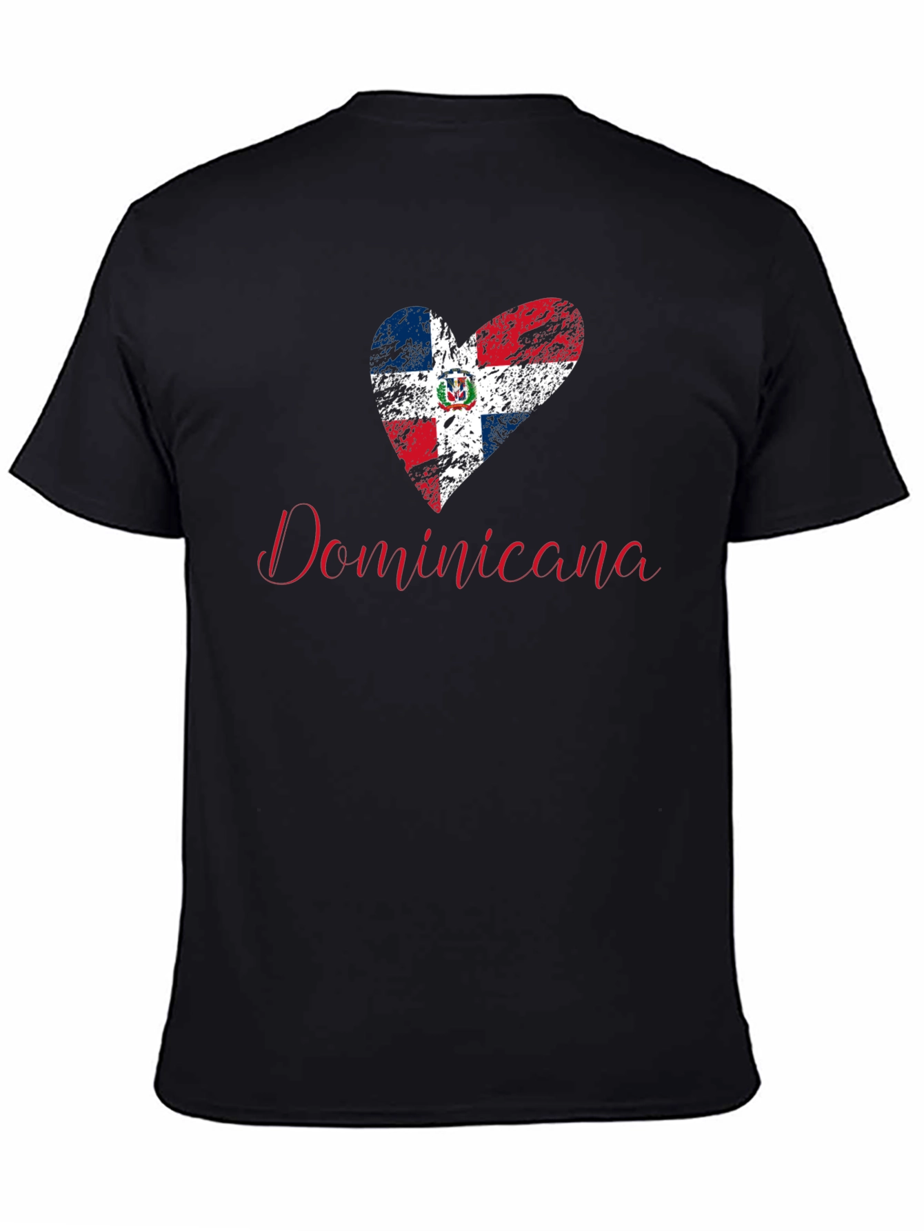 Black Dominicana Heart Flag T-Shirt - Patriotic Pride view 4