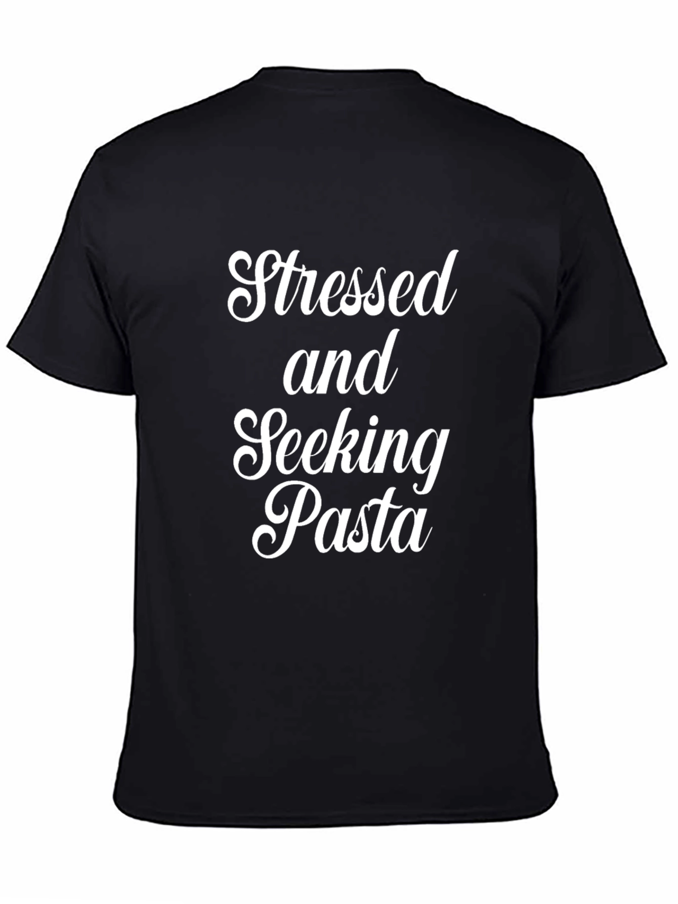 Black Stressed and Seeking Pasta T-Shirt view 4
