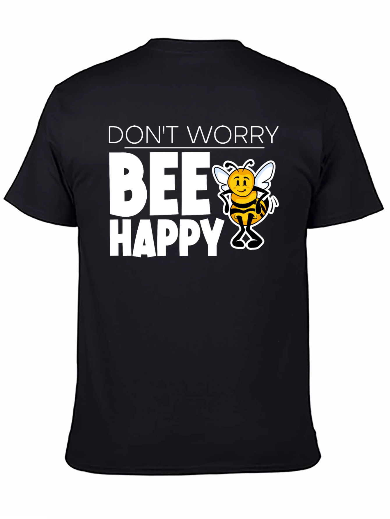 Black Don't Worry BEE Happy Graphic T-Shirt view 4