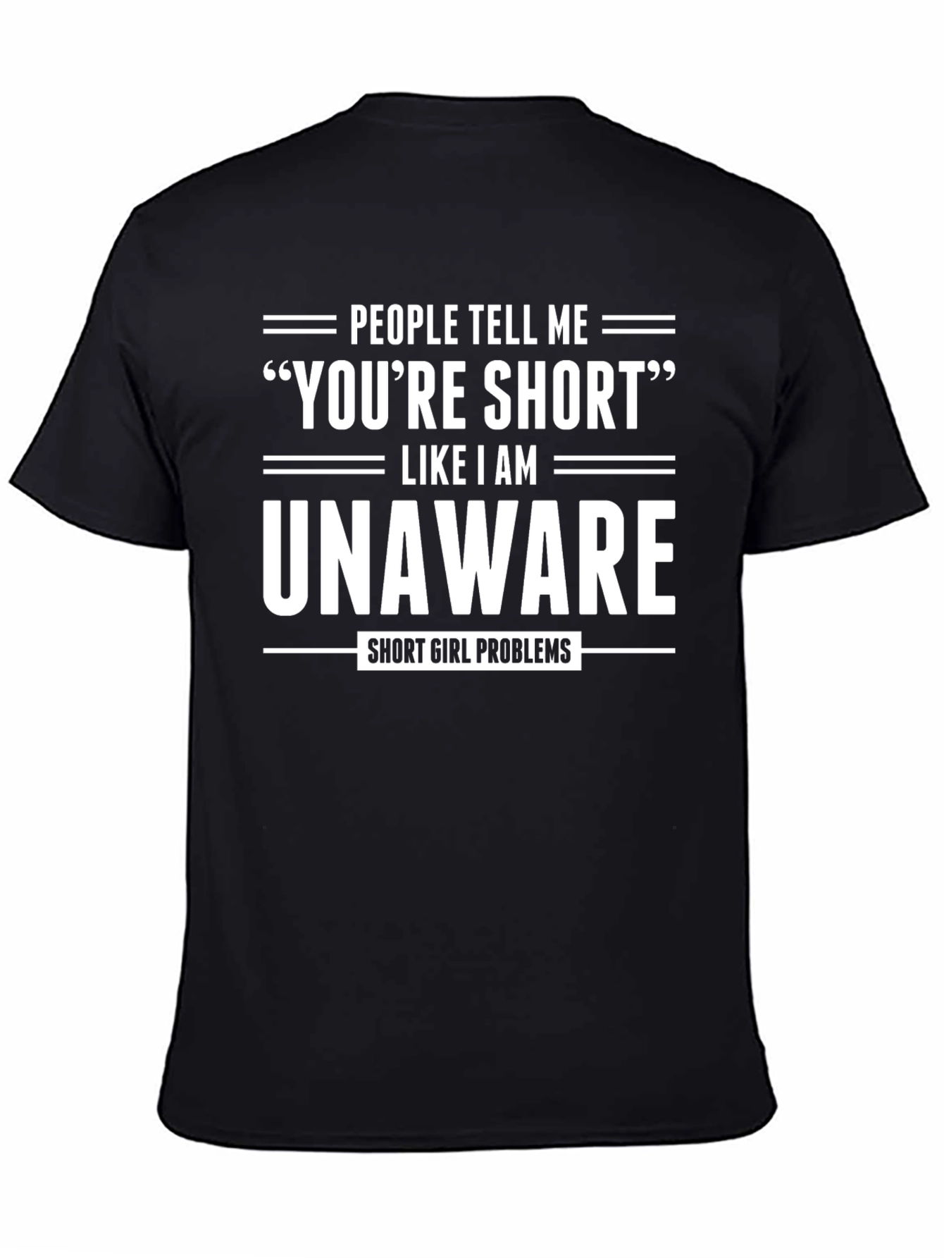 Black Funny "You're Short" Graphic T-Shirt view 4