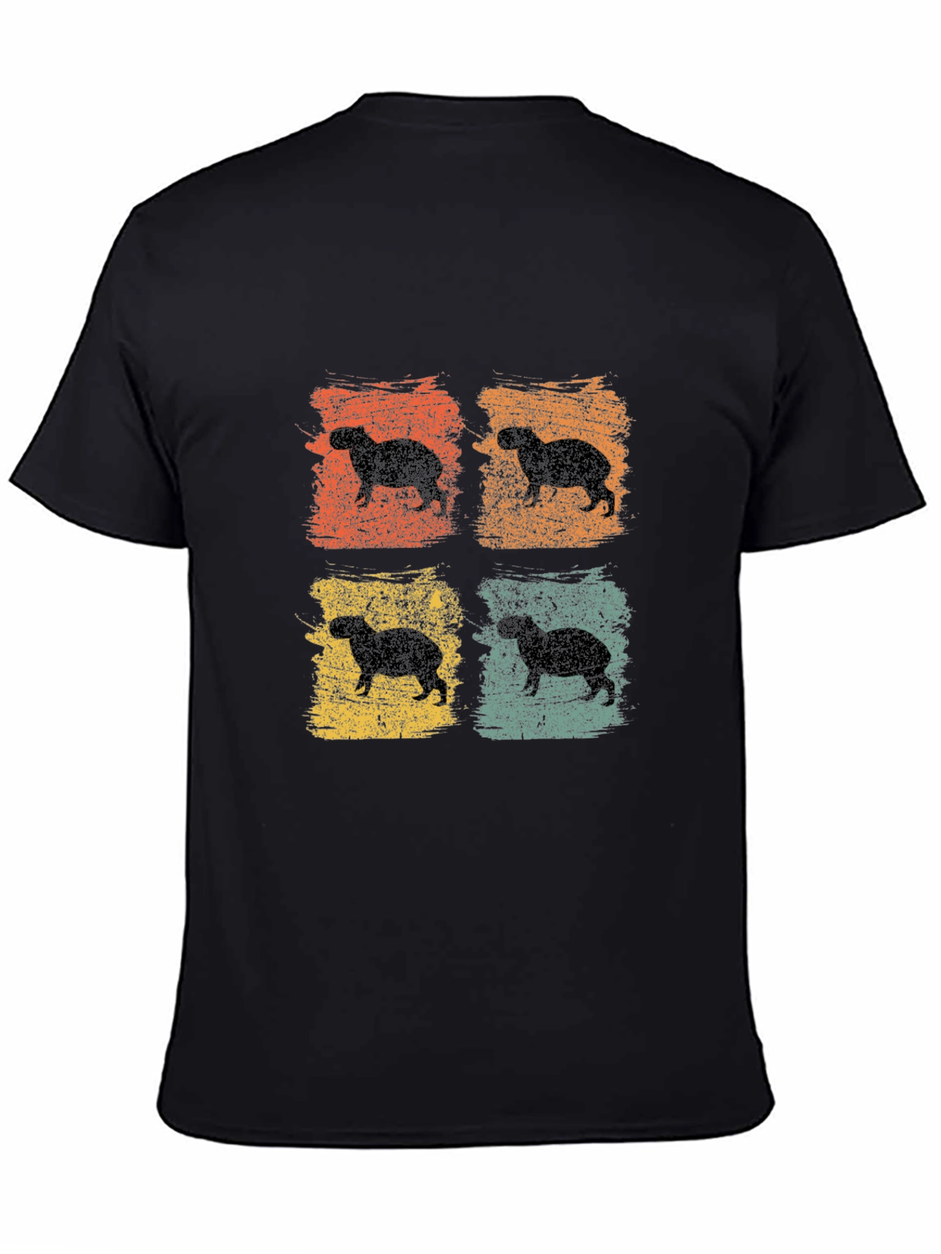 Black Retro Capybara Graphic T-Shirt view 4