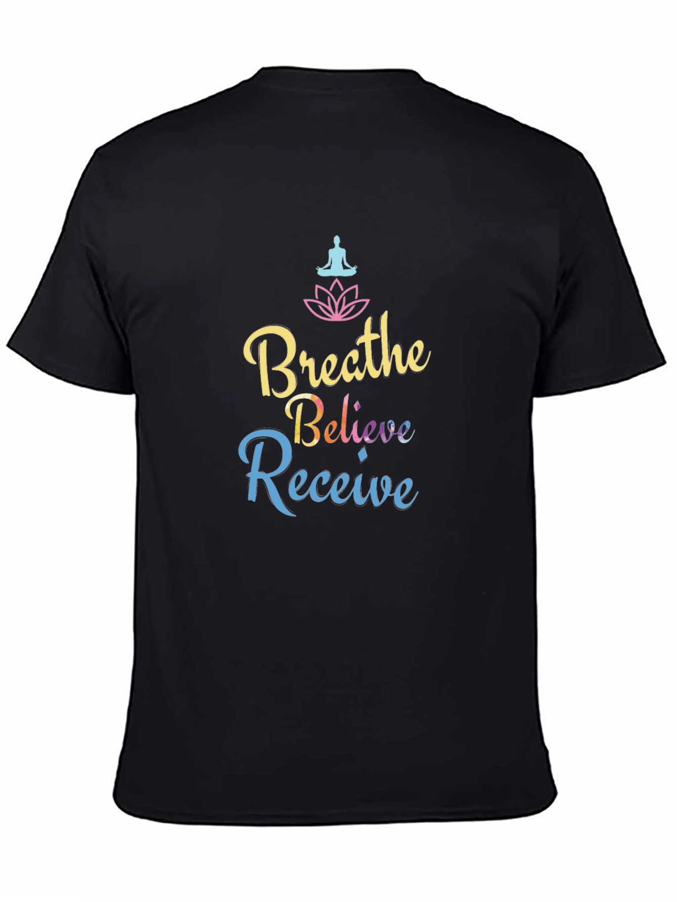 Black Breathe Believe Receive Graphic Tee - Yoga Shirt view 4