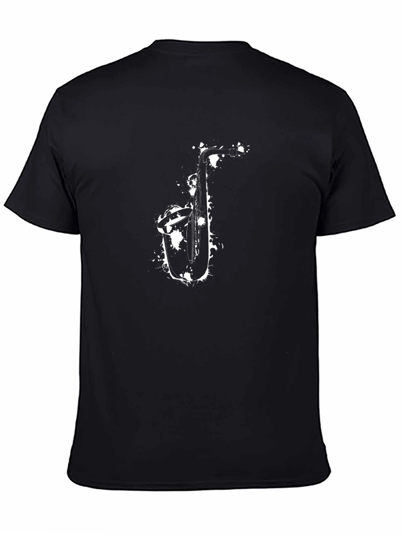 Black Men's Black Saxophone Graphic Tee - Stylish & Unique view 4