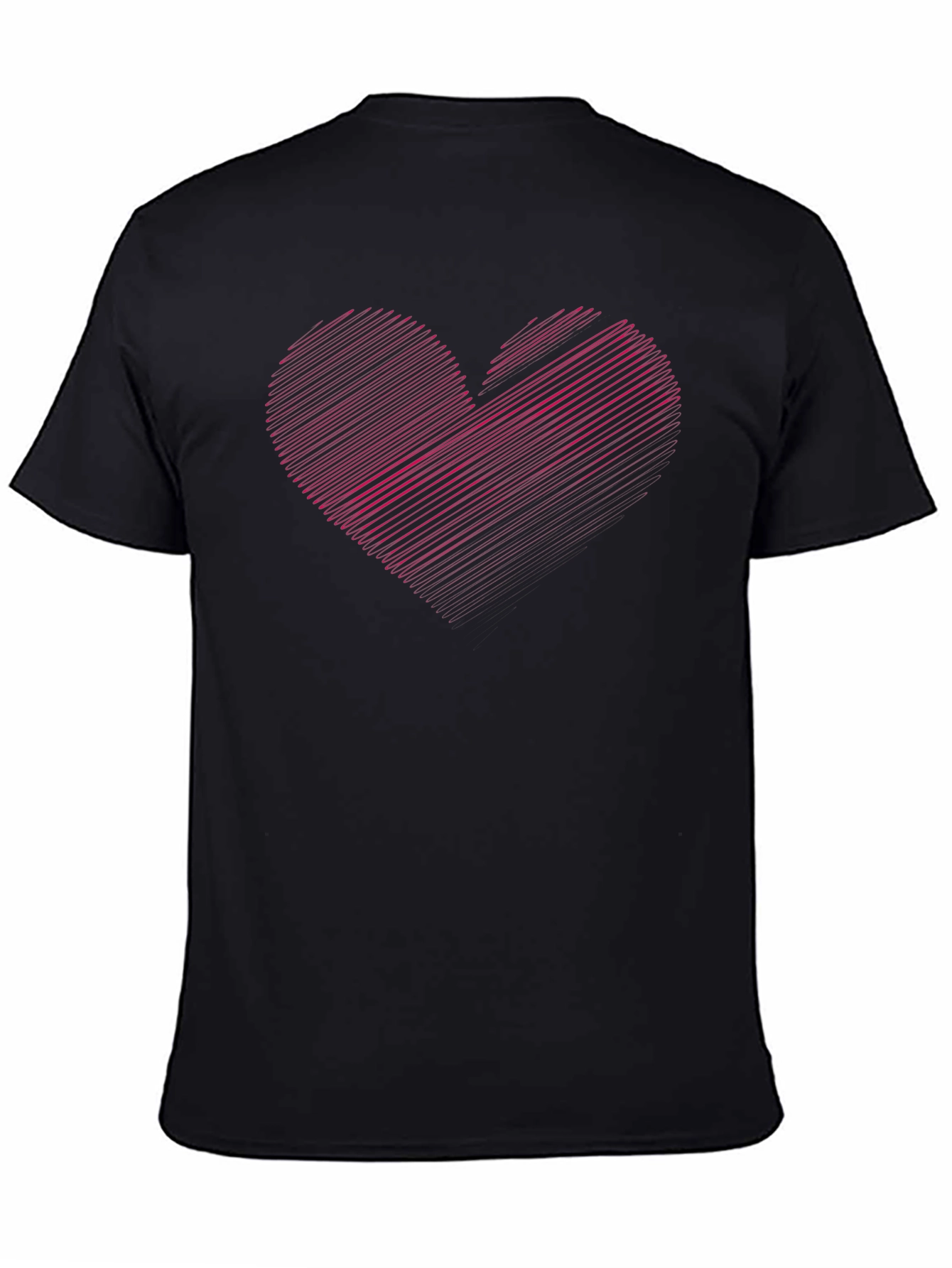 Black Heart Scribble Graphic Tee - Men's Casual Black T-Shirt view 4