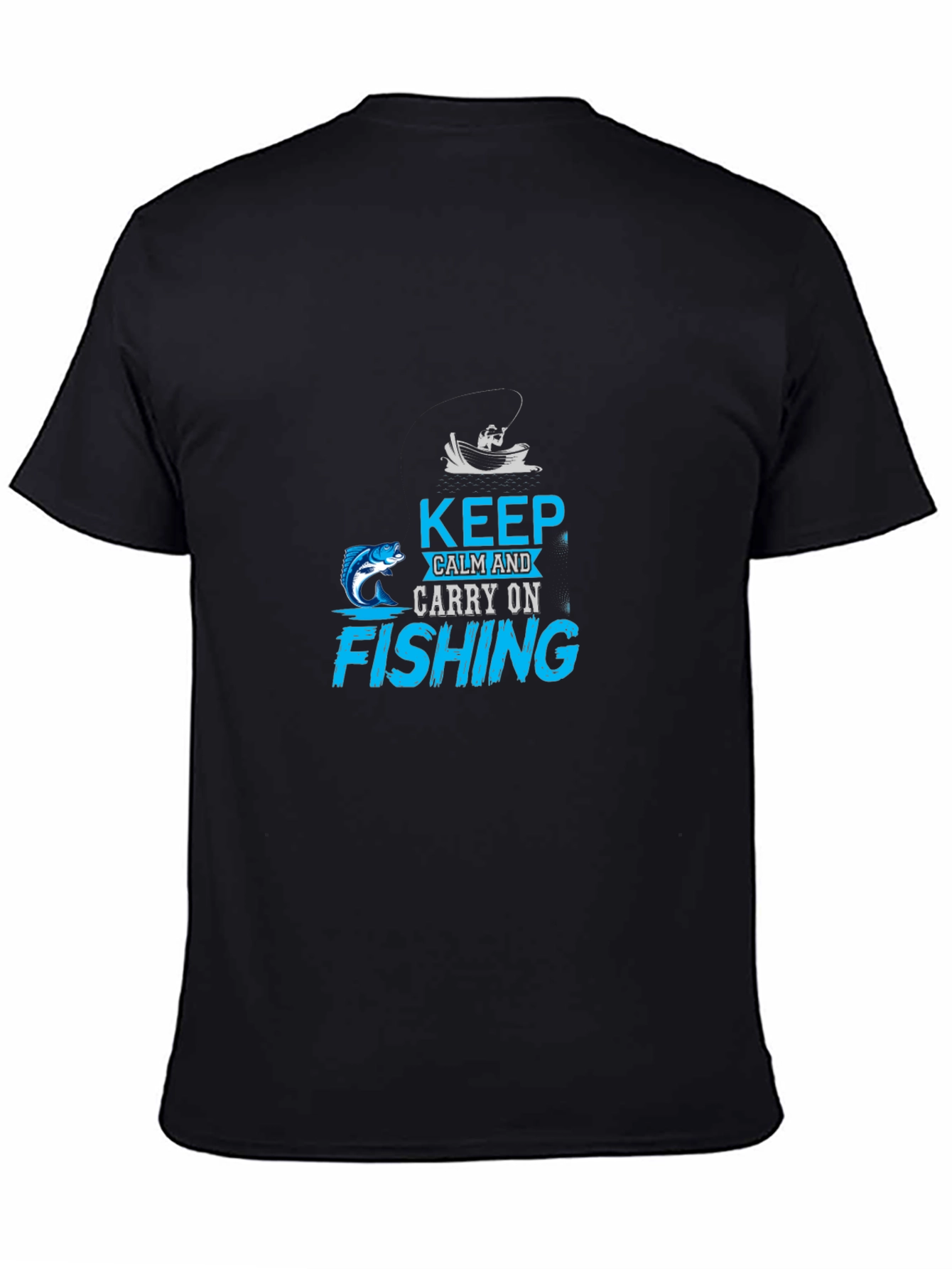 Black Keep Calm Fishing T-Shirt - Angler Gift view 4