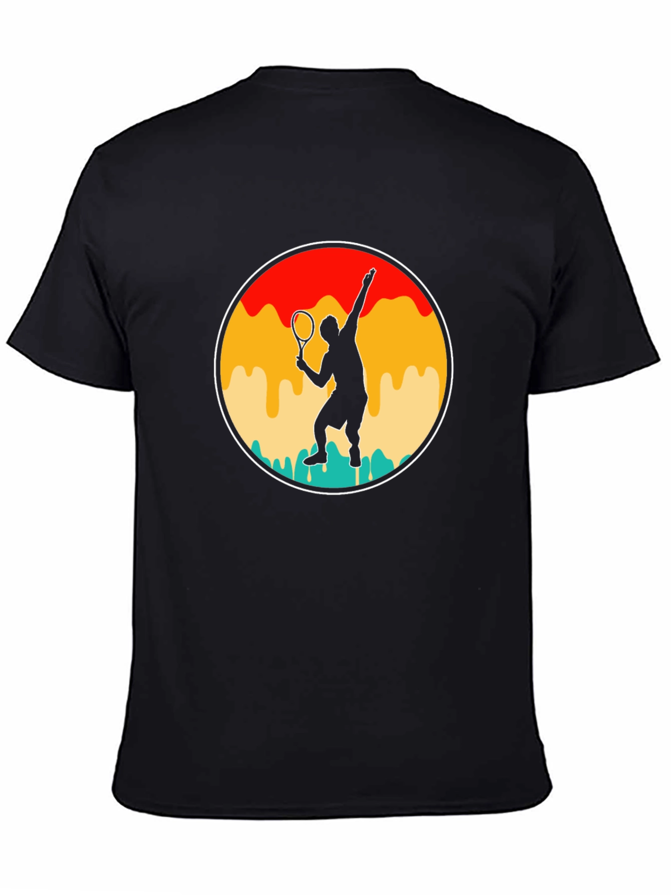 Black Retro Tennis Player T-Shirt - Serve in Style! view 4