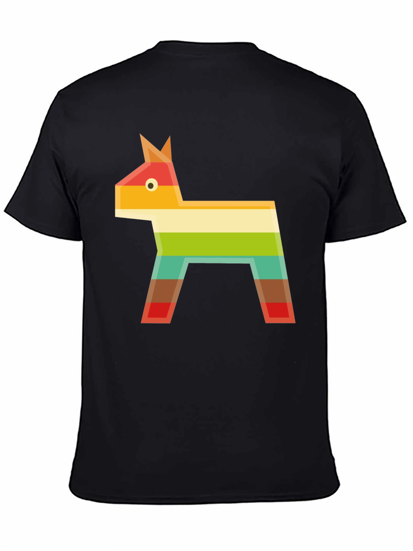 Black Geometric Piñata Graphic Tee - Black Casual T-Shirt view 4