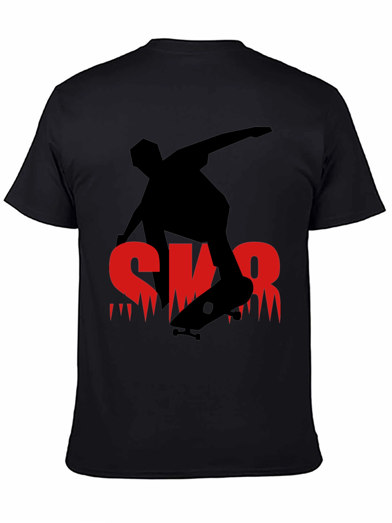 Black Skateboarder Graphic Tee - Black Casual Shirt view 4