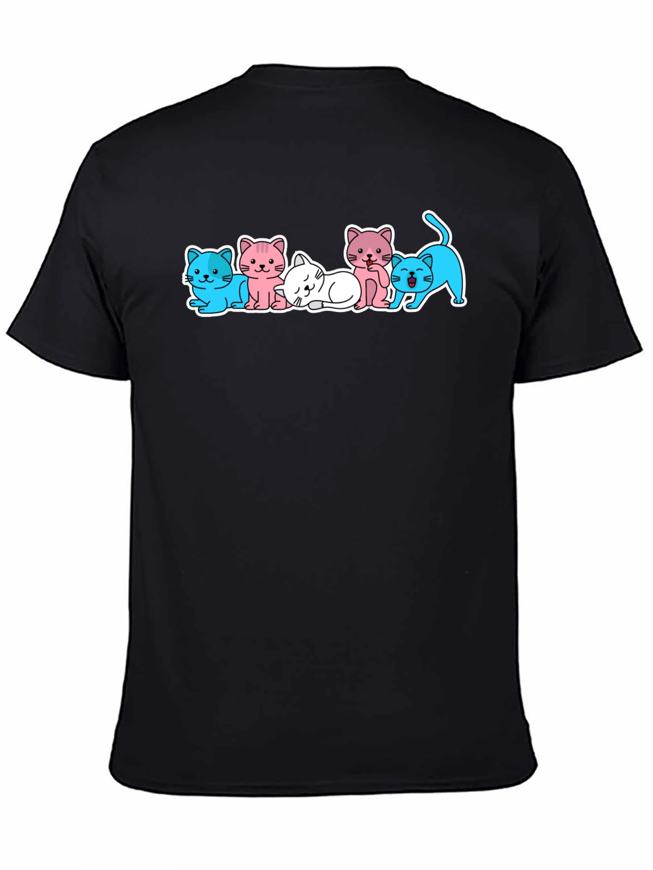 Black Cute Kitten Cartoon T-Shirt view 4