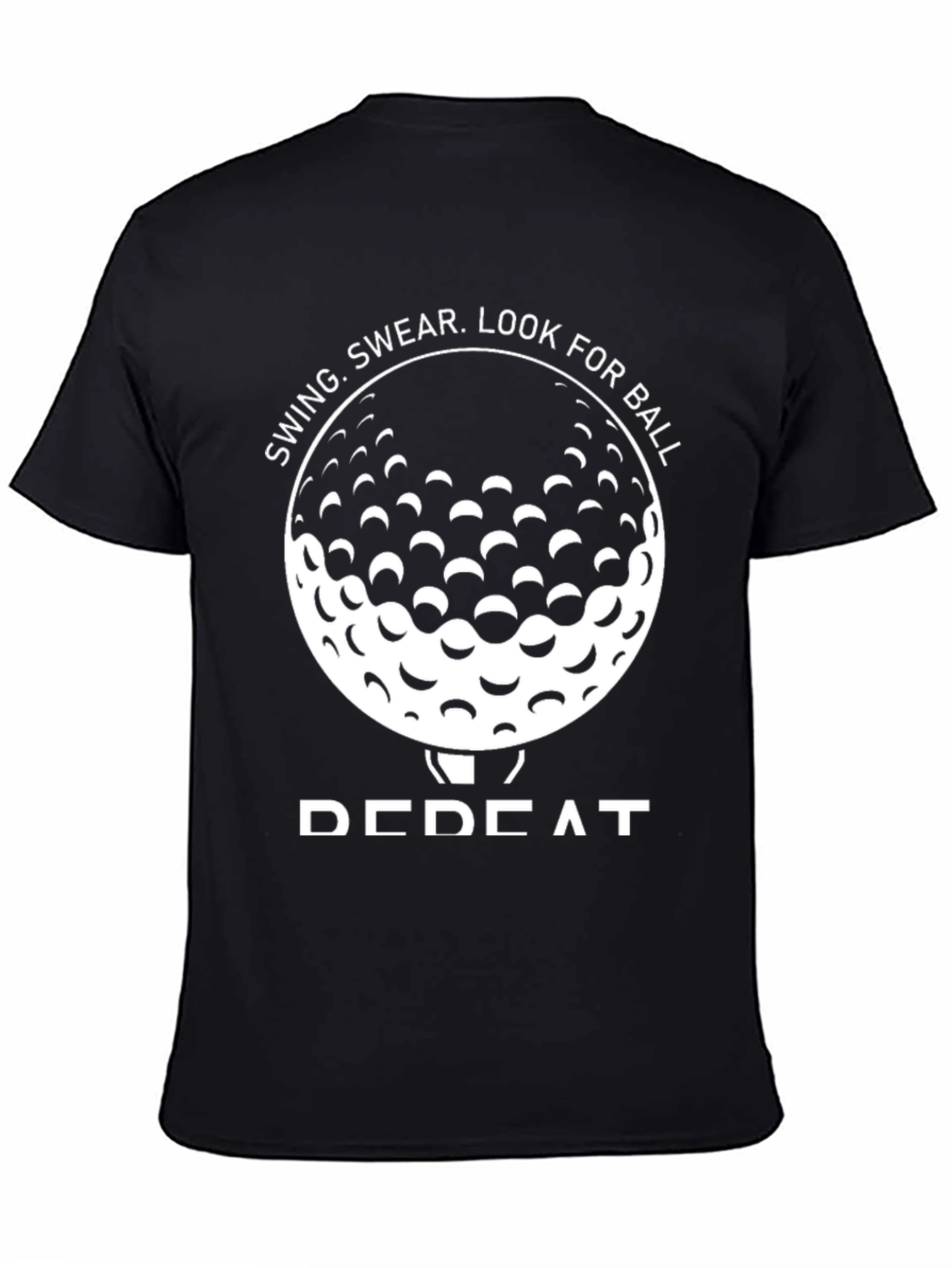 Black Golf Swing, Swear, Look, Repeat T-Shirt view 4