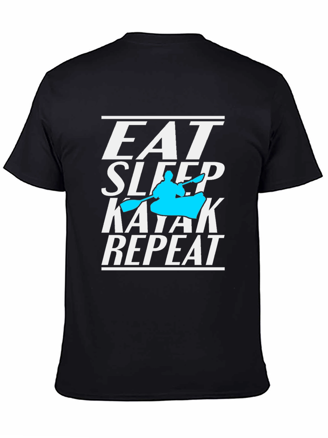 Black Eat Sleep Kayak Repeat T-Shirt, Kayaking Lover Tee view 4