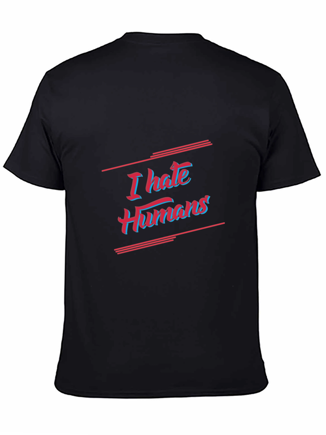 Black I Hate Humans Graphic Tee - Black Cotton T-Shirt view 4