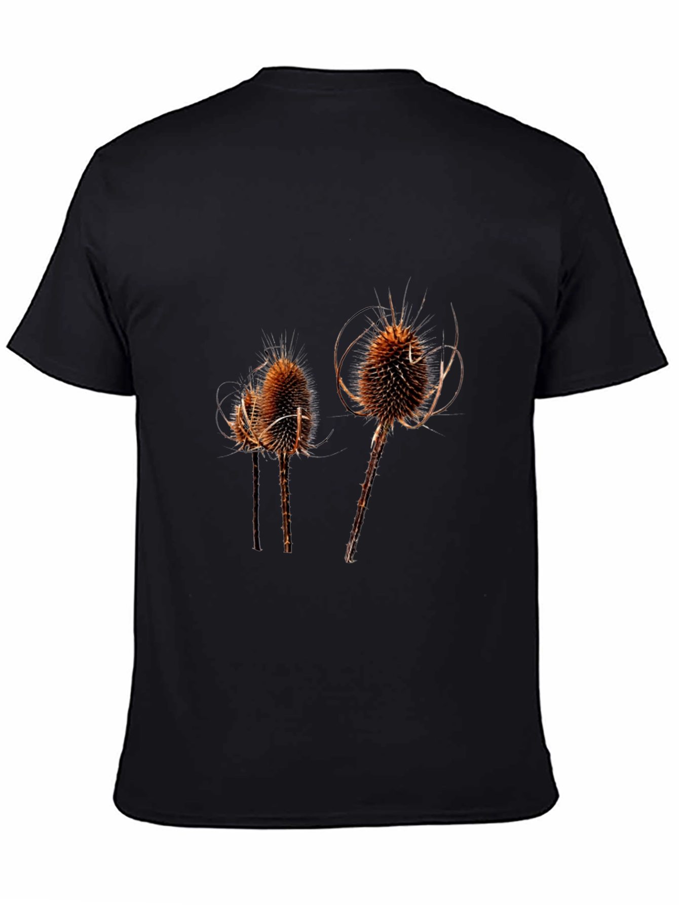 Black Thistle Print Black T-Shirt for Men view 4