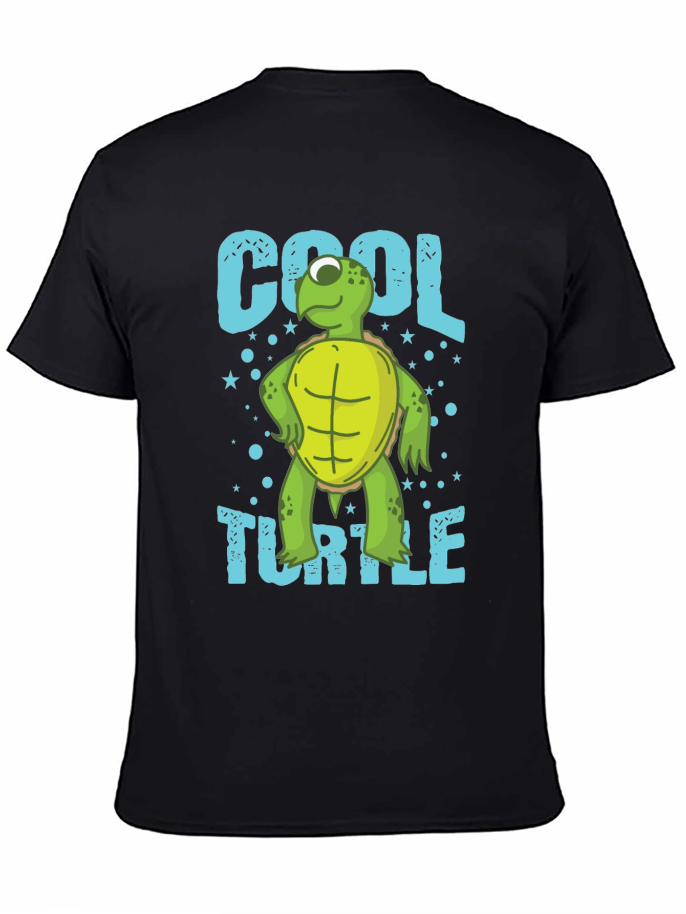 Black Cool Turtle Graphic T-Shirt, Men's Crew Neck view 4