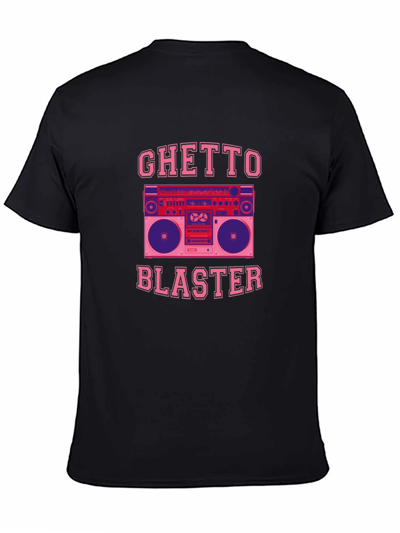 Black Ghetto Blaster Graphic Tee - Retro Boombox T-Shirt view 4