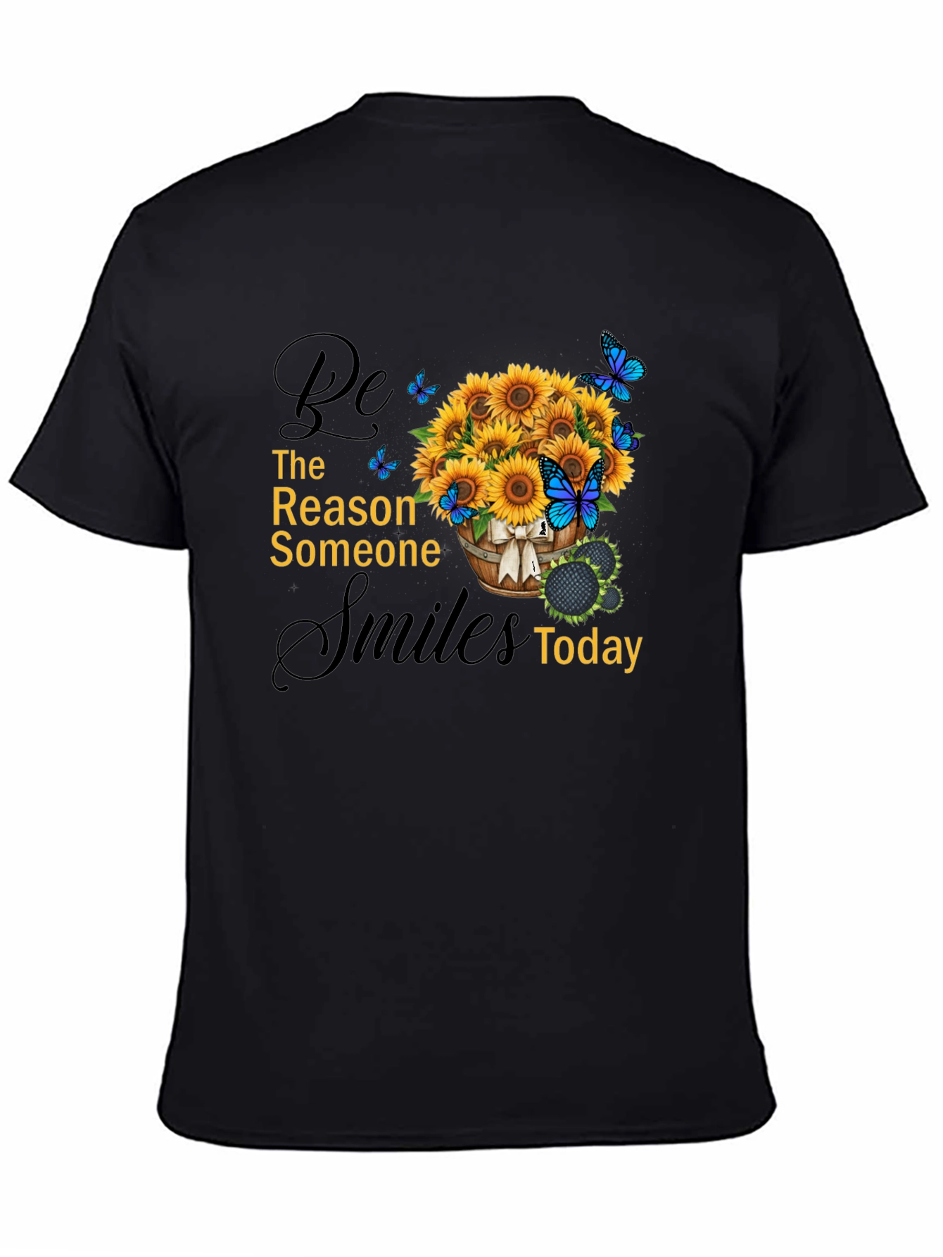 Black Sunflower & Butterfly Graphic Tee view 4