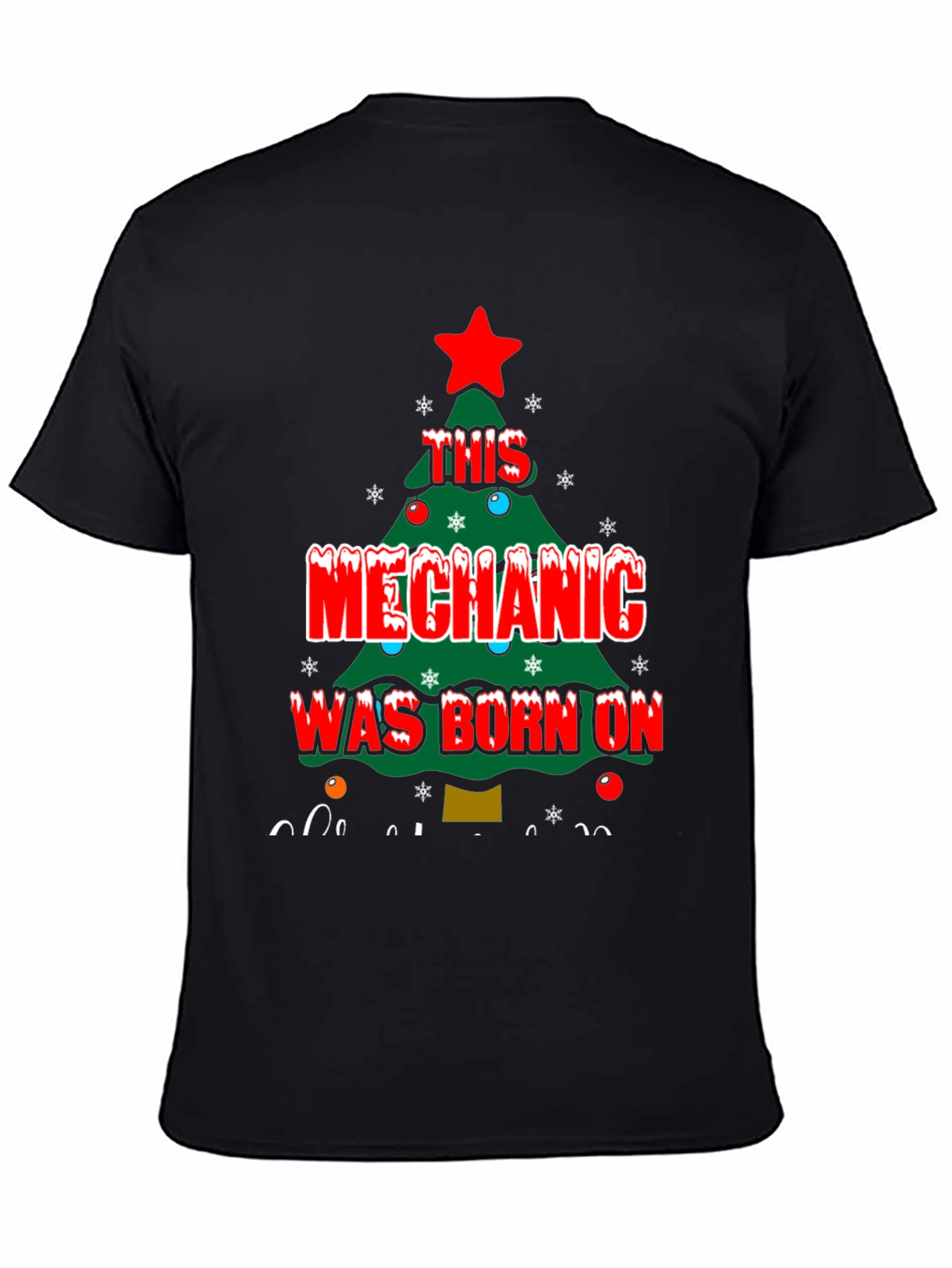 Black Mechanic Christmas Tree T-Shirt view 4